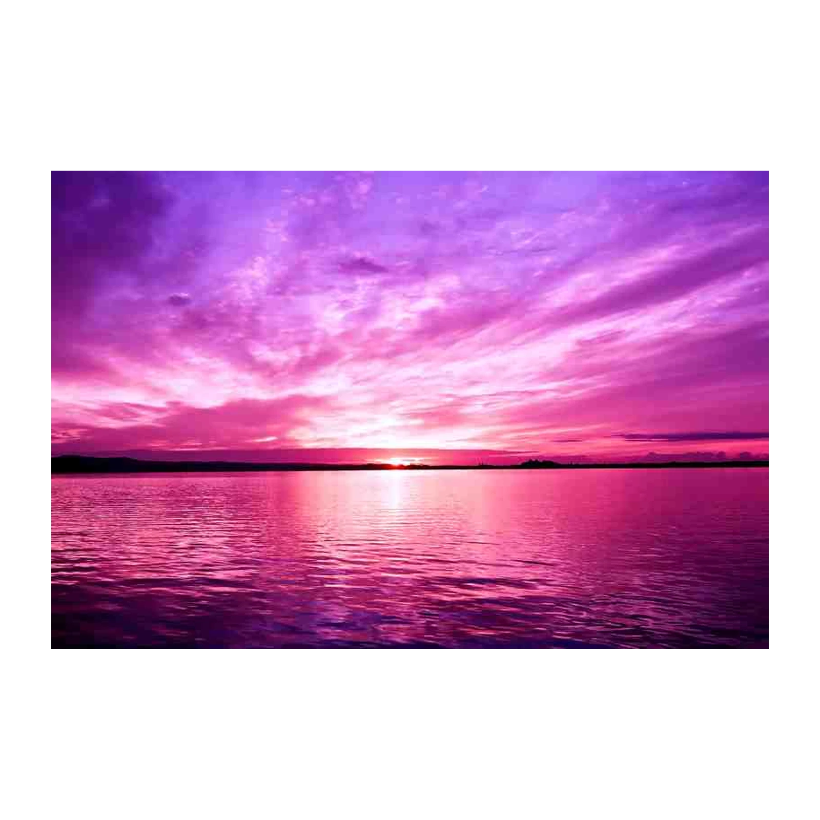 Vibrant Pink Sunset Lake Wall Art