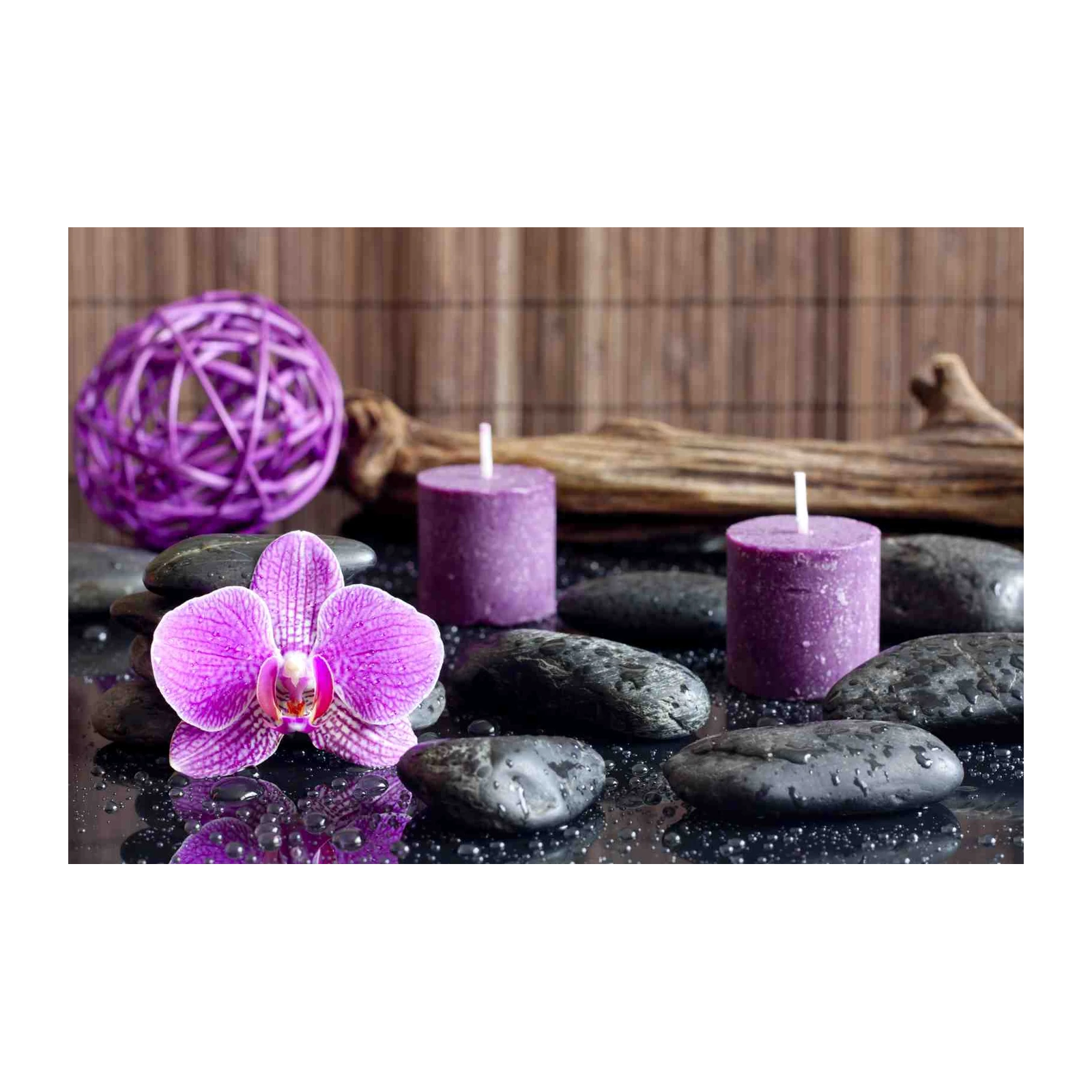 Serene Purple Orchid & Zen Stones Wall Art