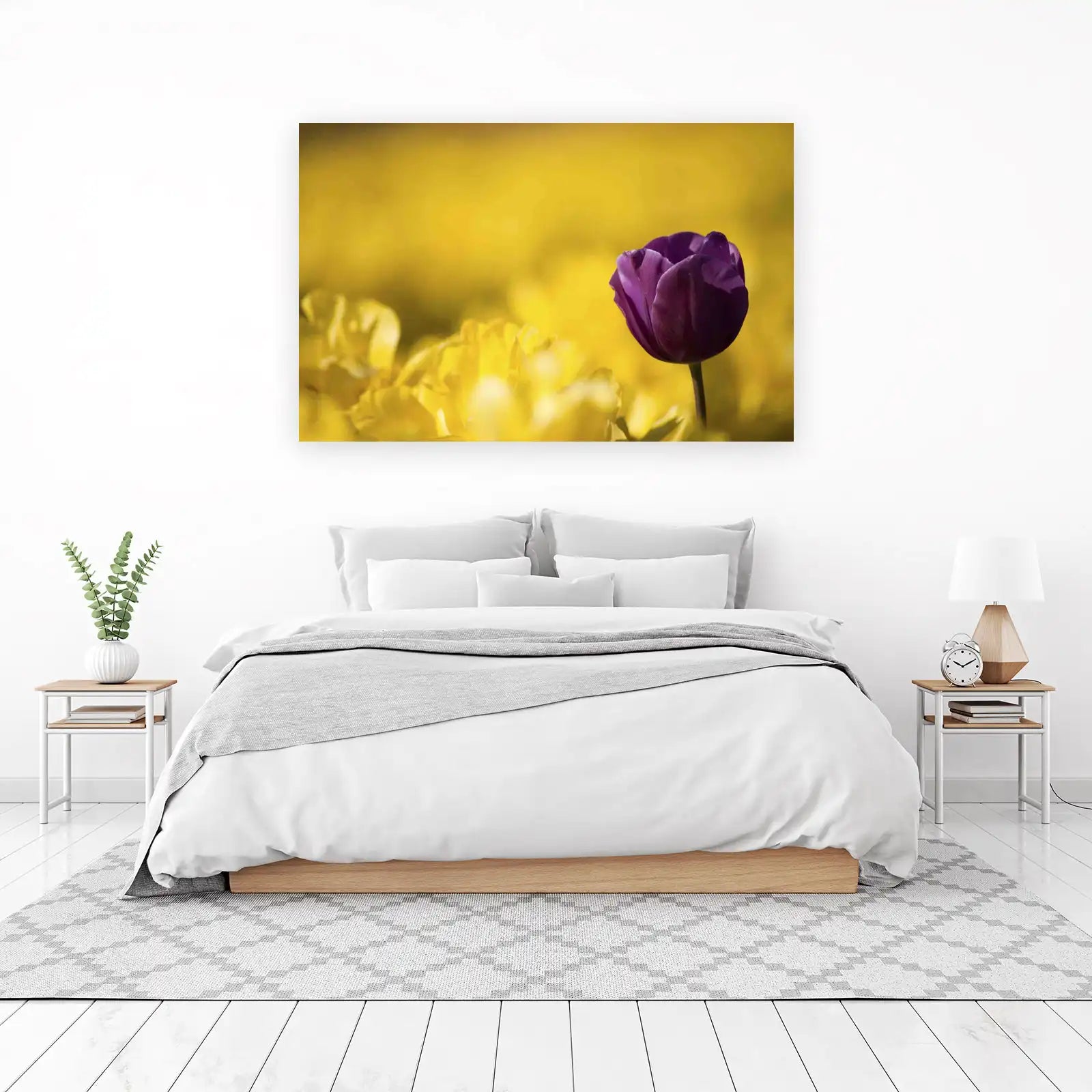 Deep Purple Tulip & Yellow Bloom Wall Art
