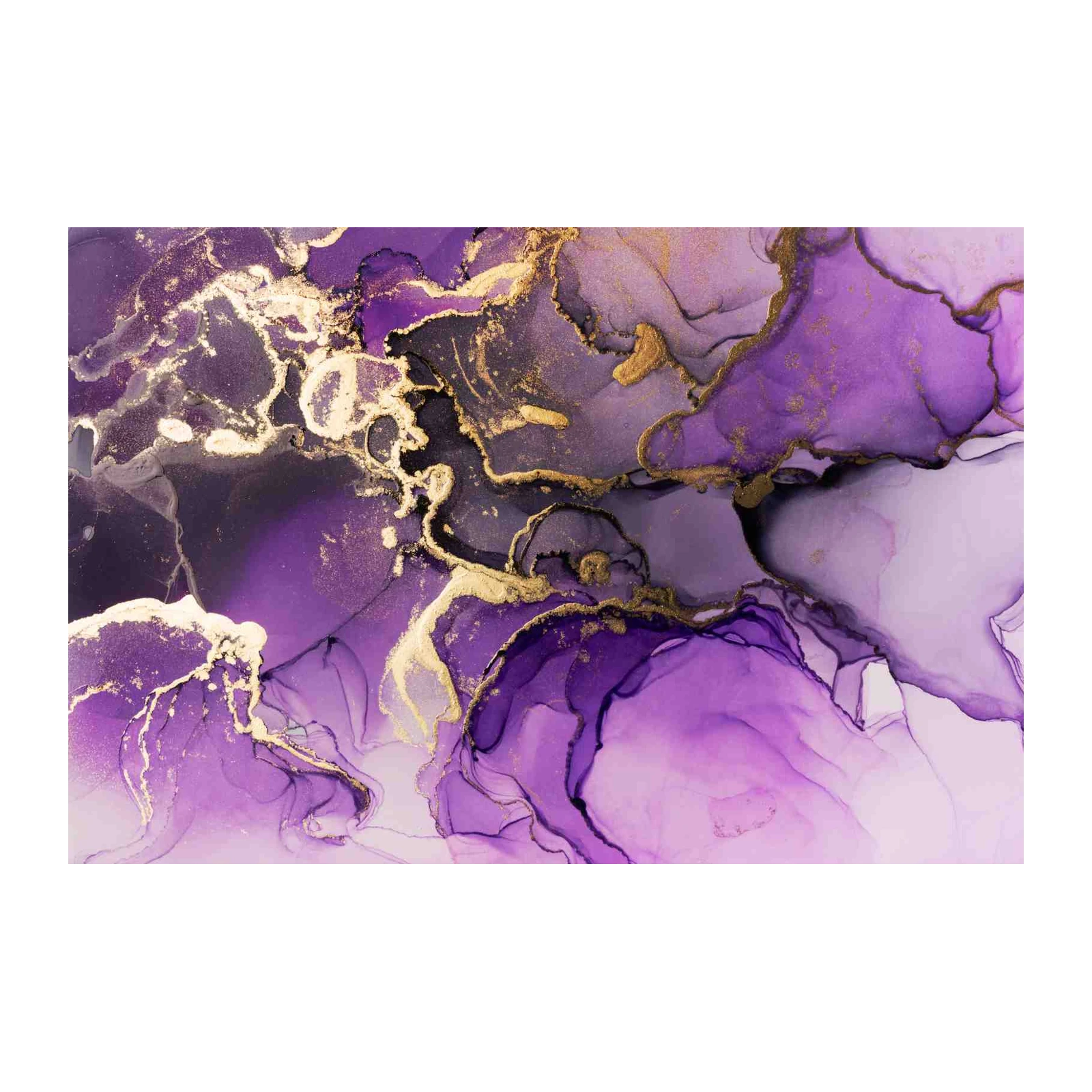 Elegant Purple & Gold Fluid Abstract Wall Art