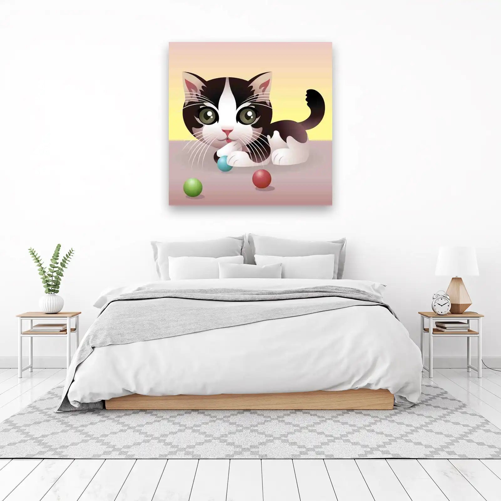 Cute Tuxedo Kitten Playing Wall Art