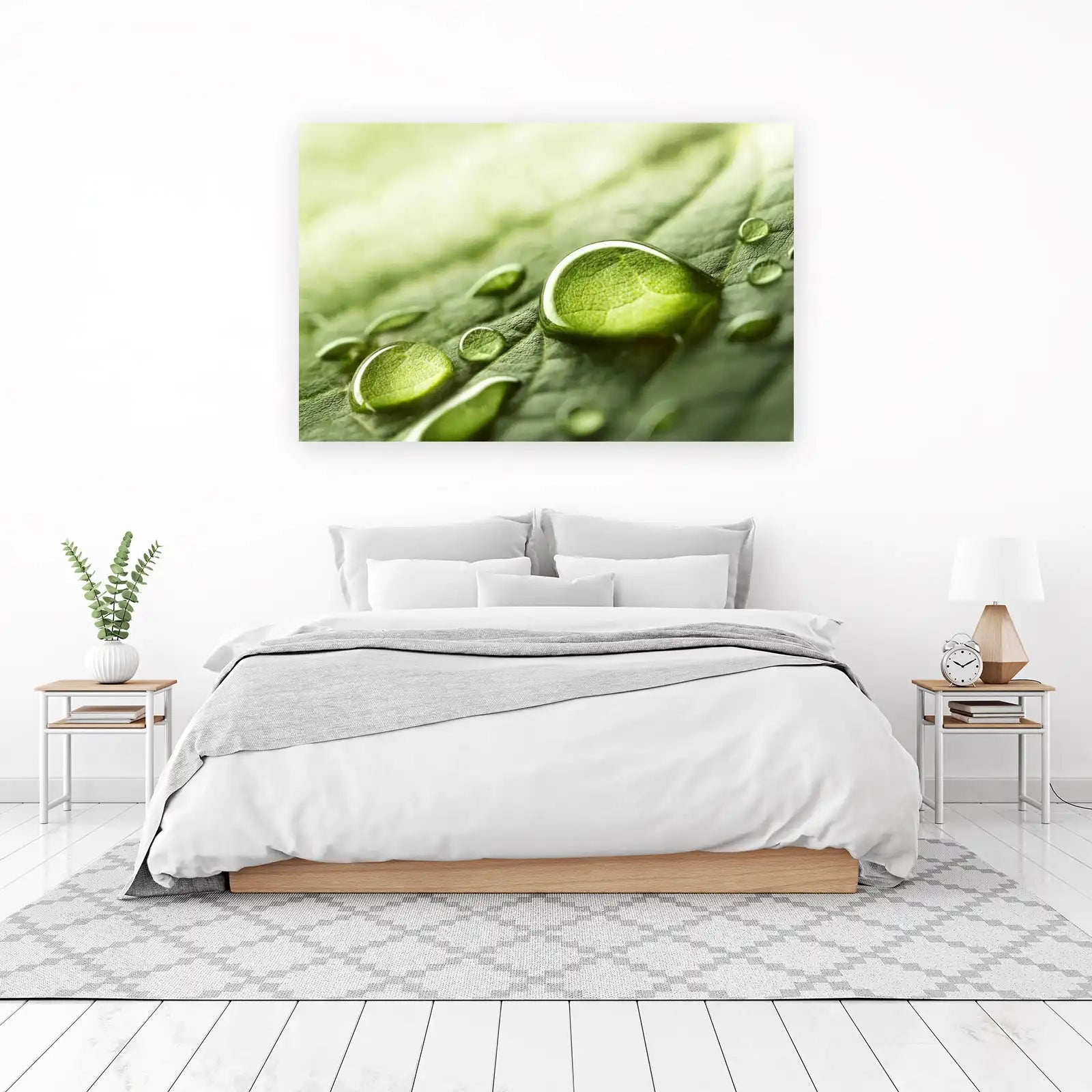 Lush Water Drops Leaf Macro Wall Art