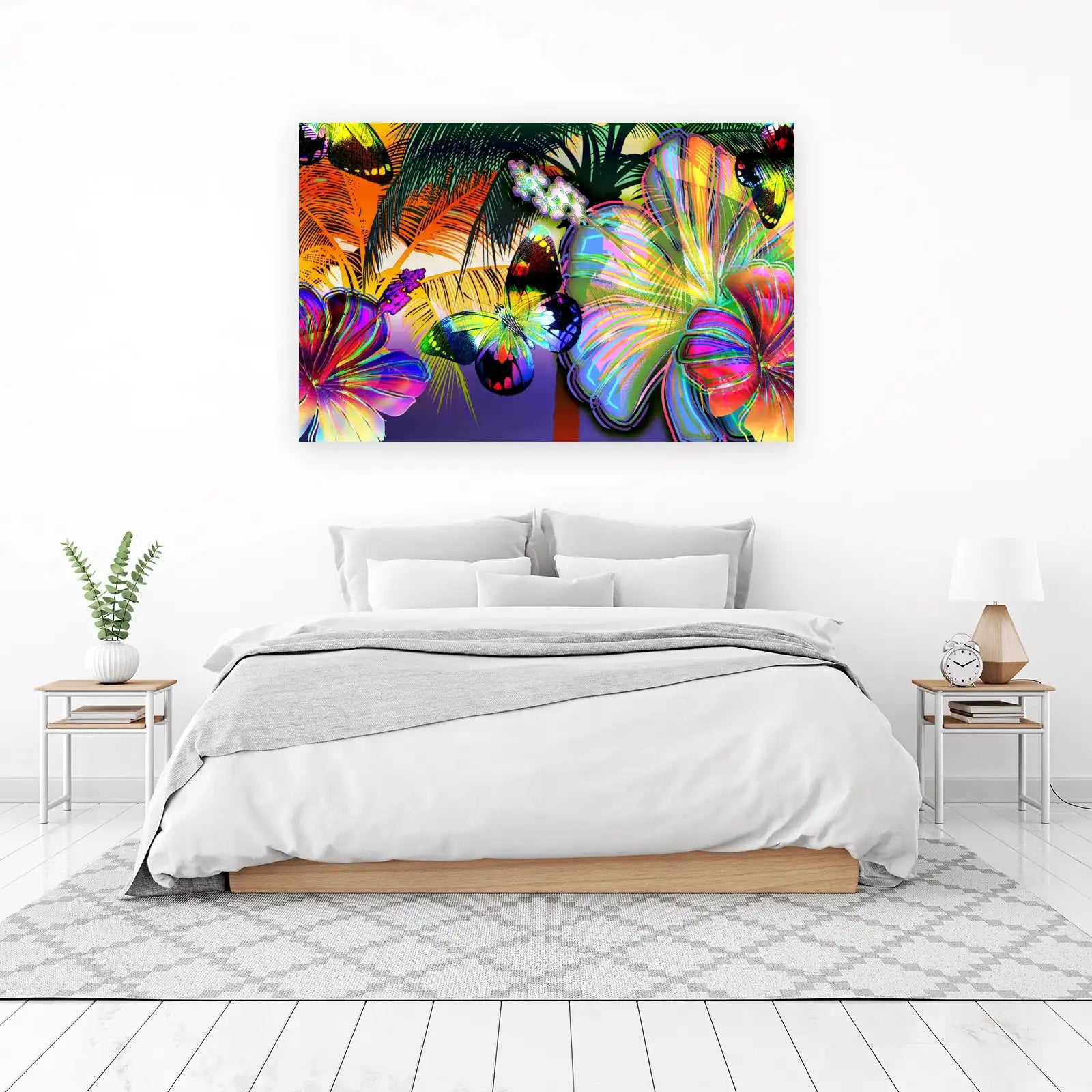 Vibrant Tropical Butterfly & Hibiscus Wall Art
