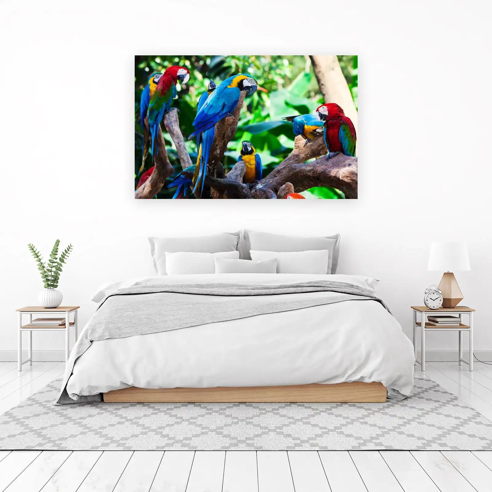 Vibrant Macaw Flock Tropical Bird Wall Art