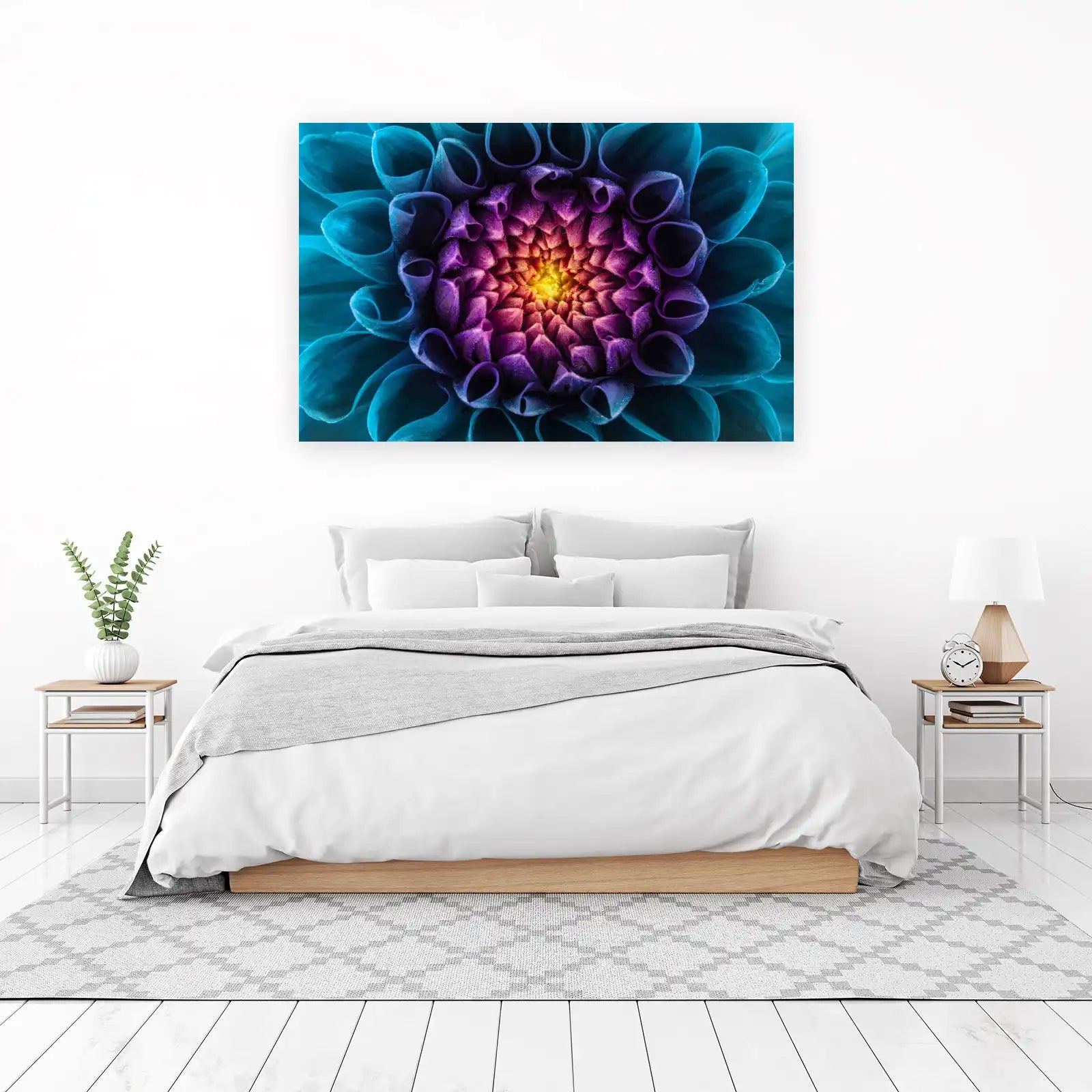 Vibrant Teal & Purple Dahlia Close-Up Wall Art