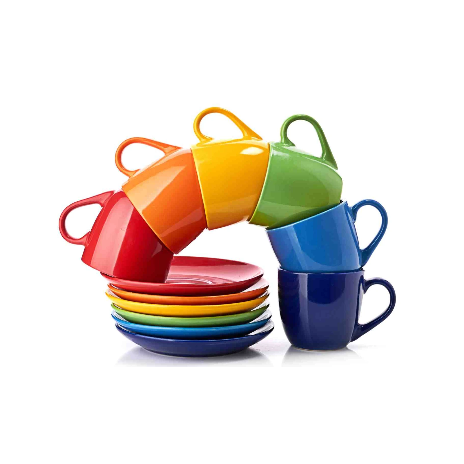 Vibrant Rainbow Coffee Cups Wall Art
