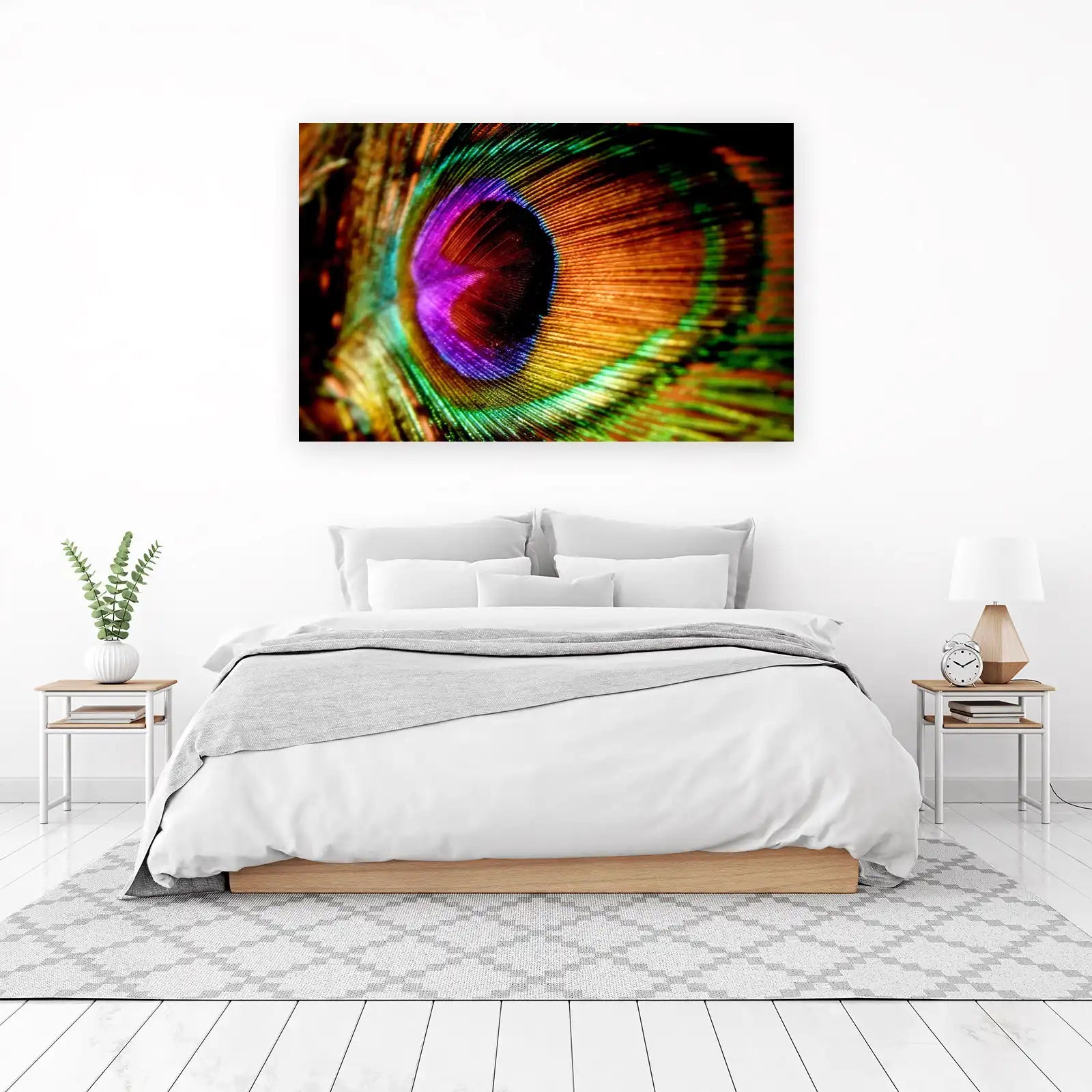 Vibrant Peacock Feather Macro Wall Art