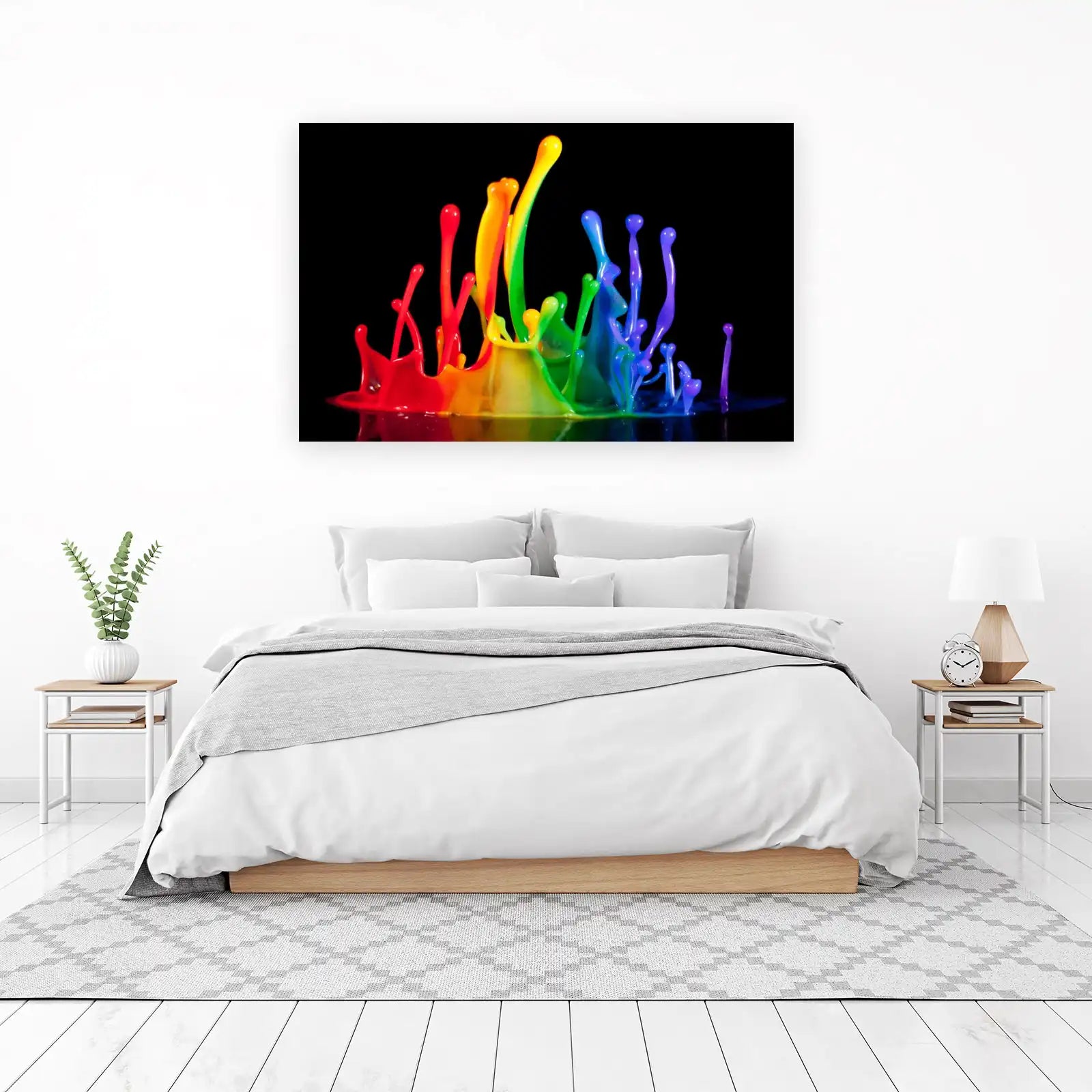 Rainbow Paint Splash Abstract Wall Art