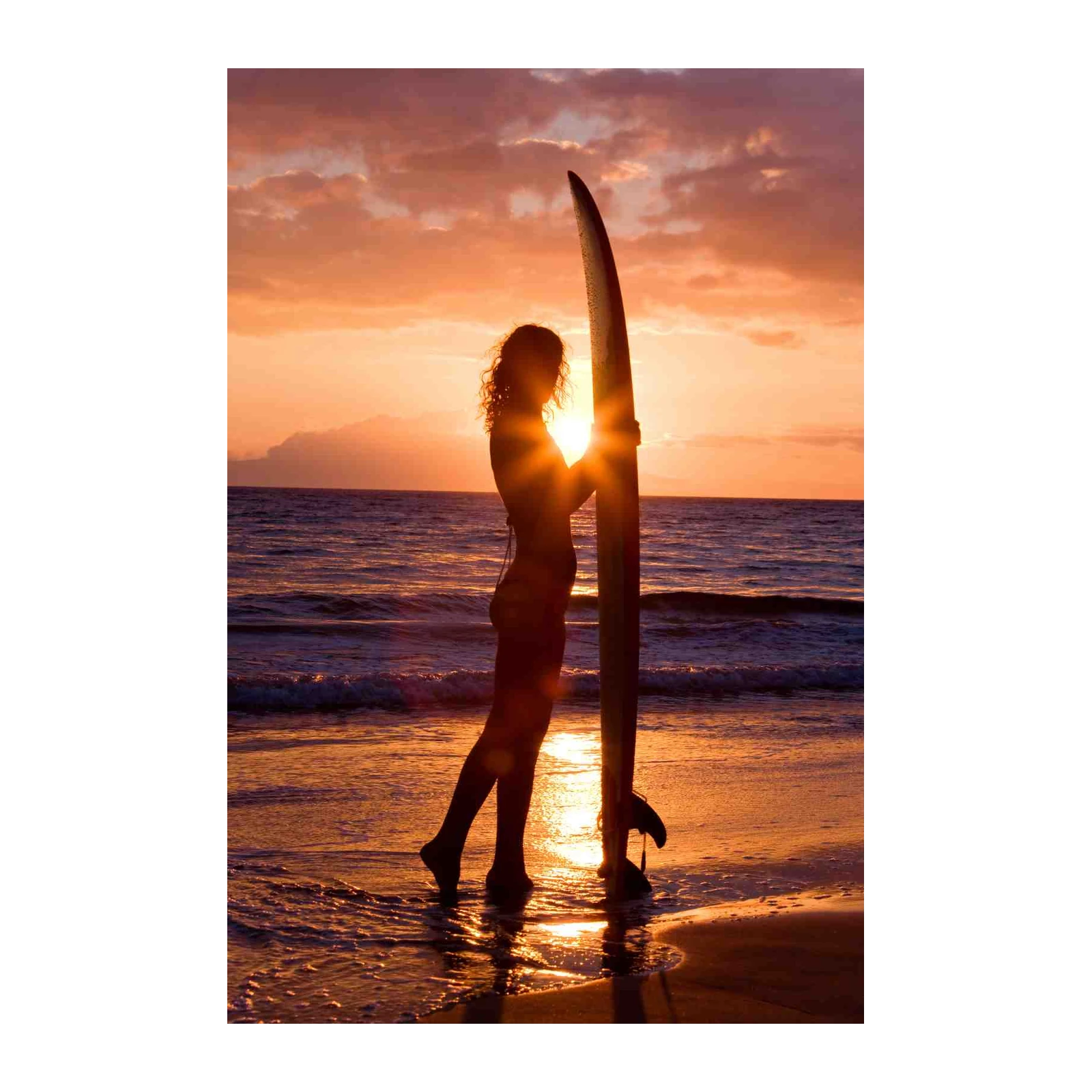 Sunset Serenity Surfer Beach Wall Art