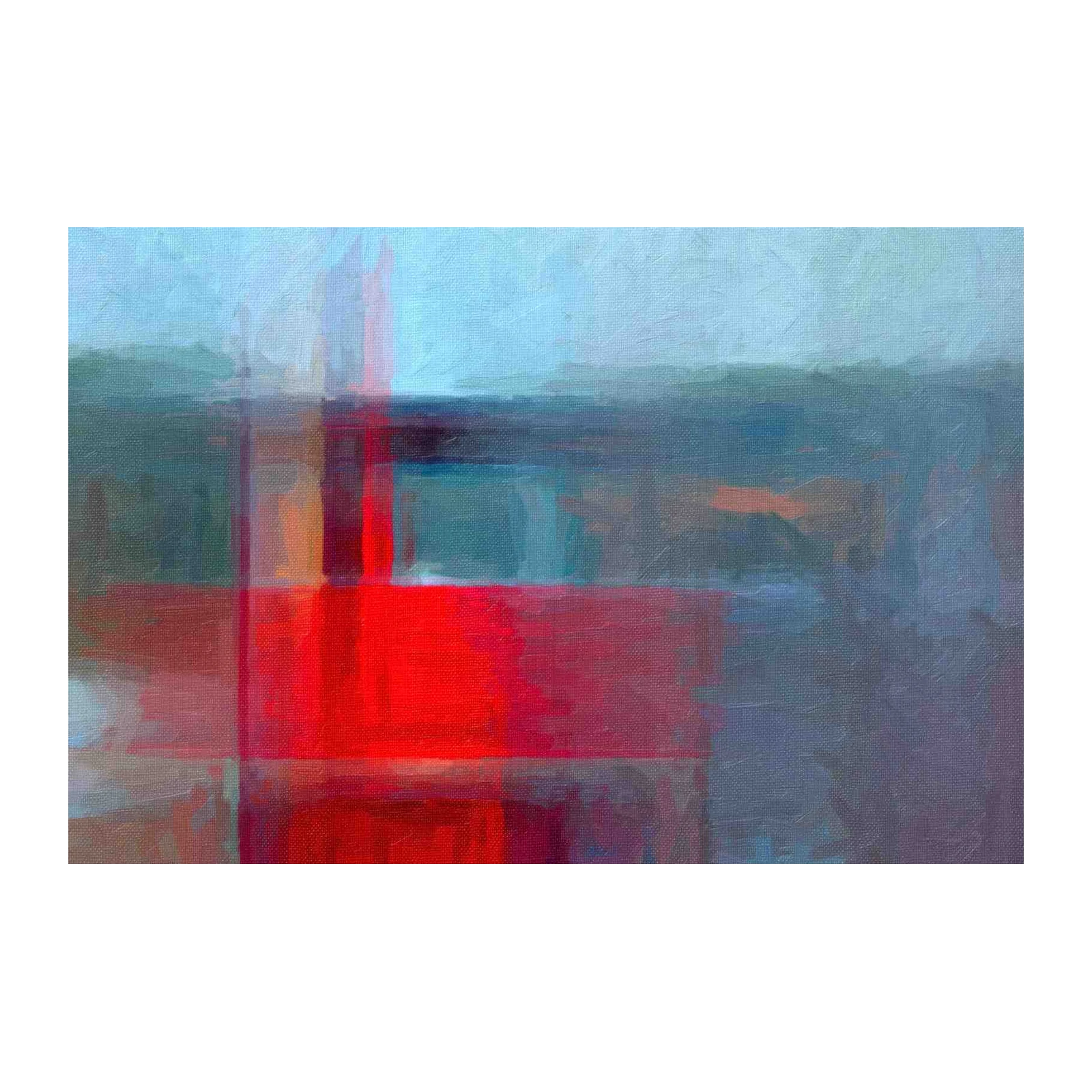 Vibrant Abstract Red & Blue Landscape Wall Art