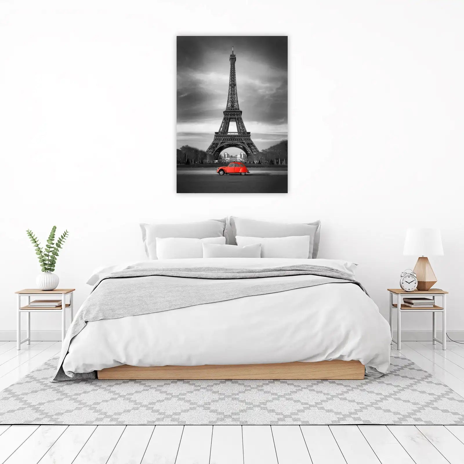 Iconic Paris Red Car Eiffel Tower Wall Art
