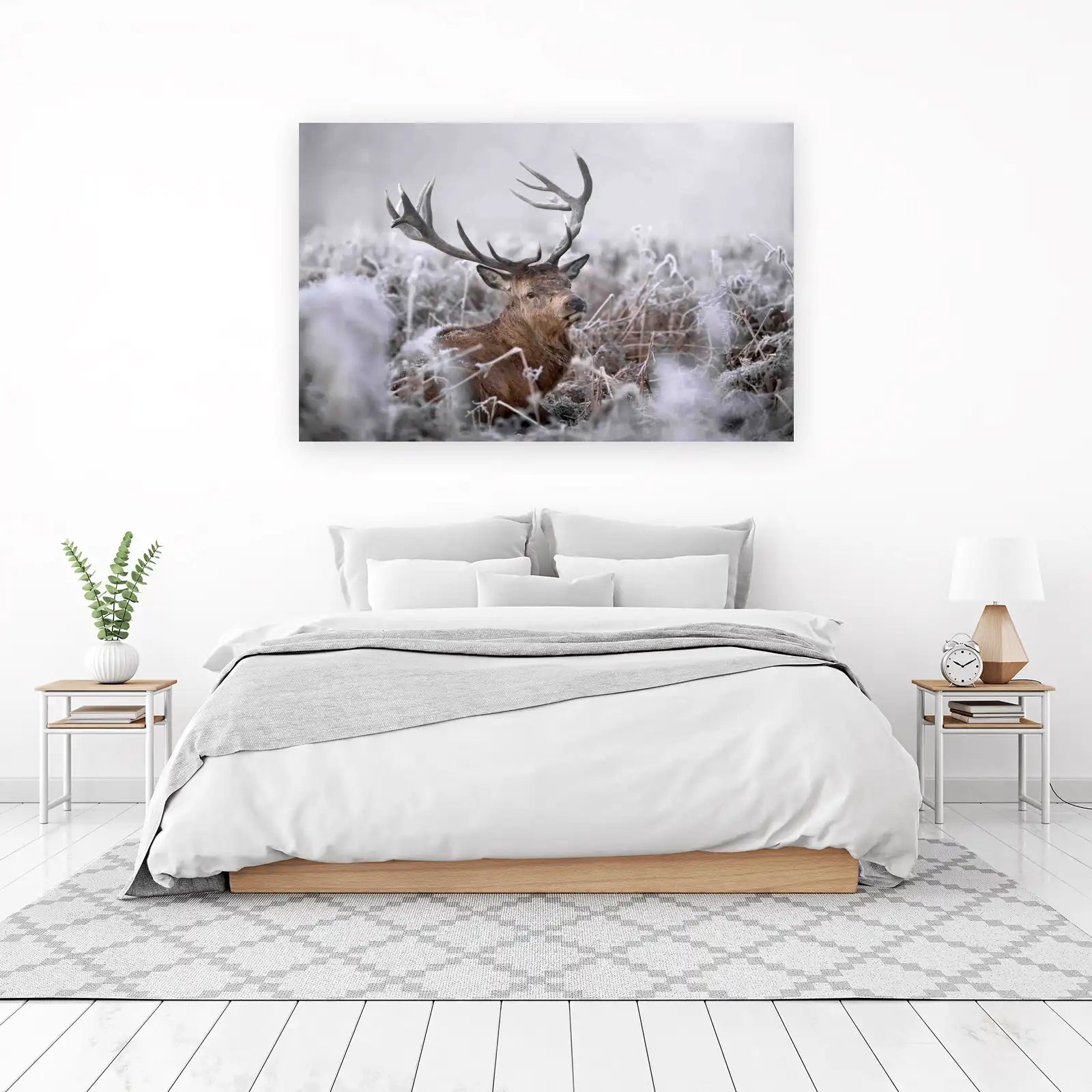 Majestic Stag in Frosty Landscape Wall Art