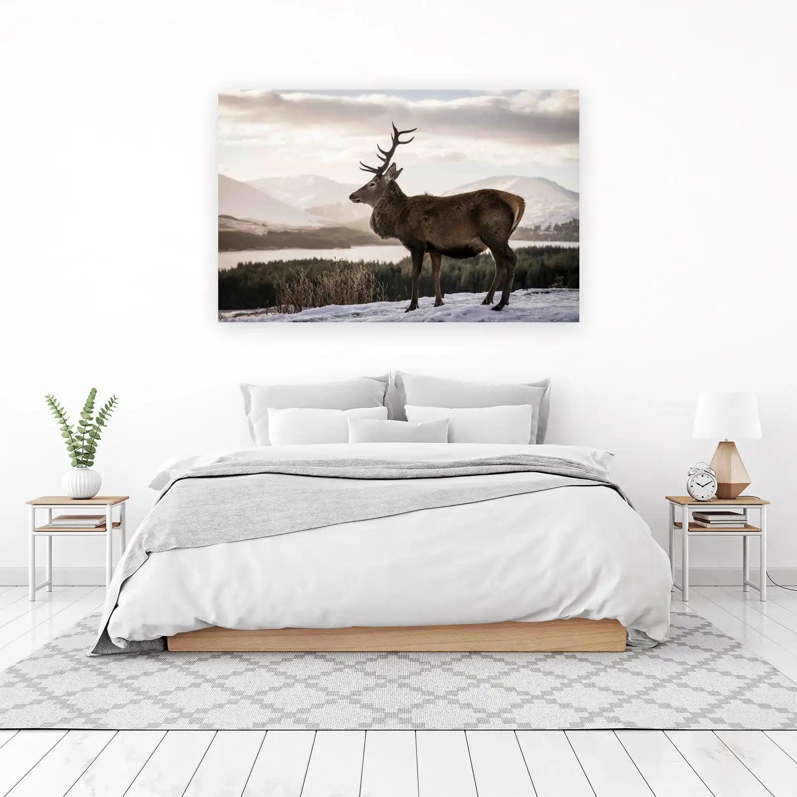 Majestic Stag Winter Landscape Wall Art
