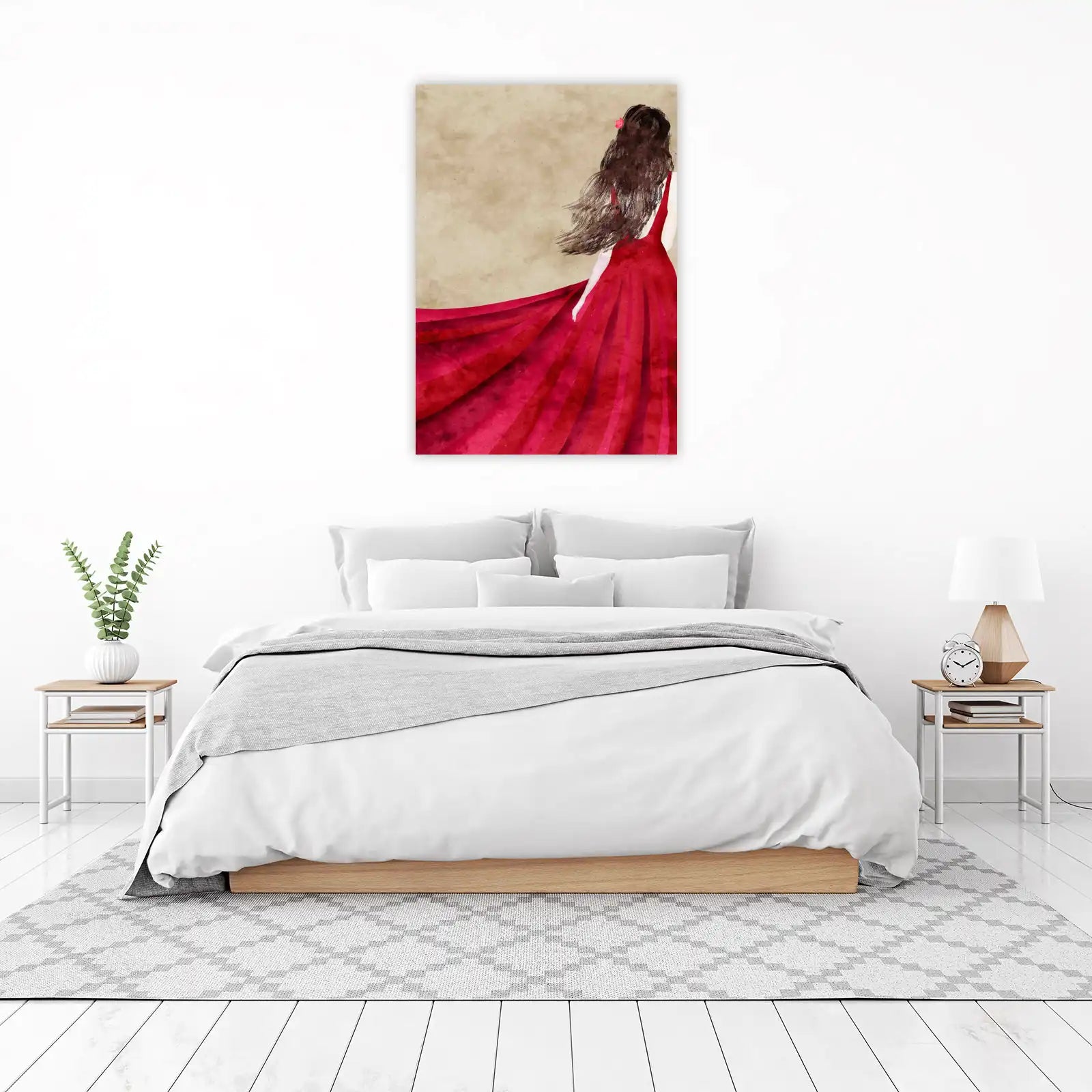 Ethereal Red Gown Woman Wall Art