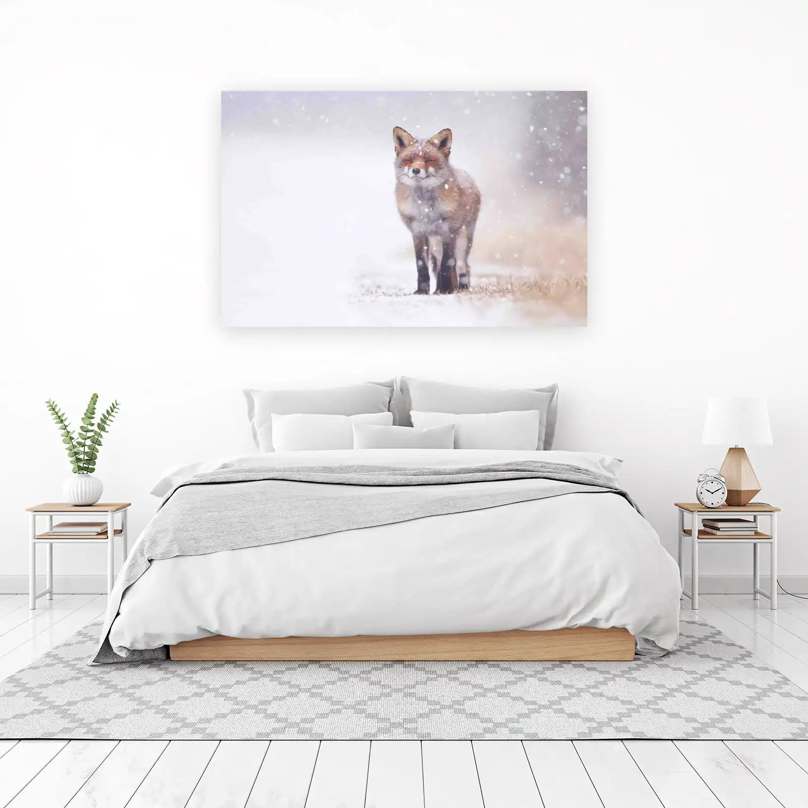 Serene Fox in Snowfall Wall Art Wall Art