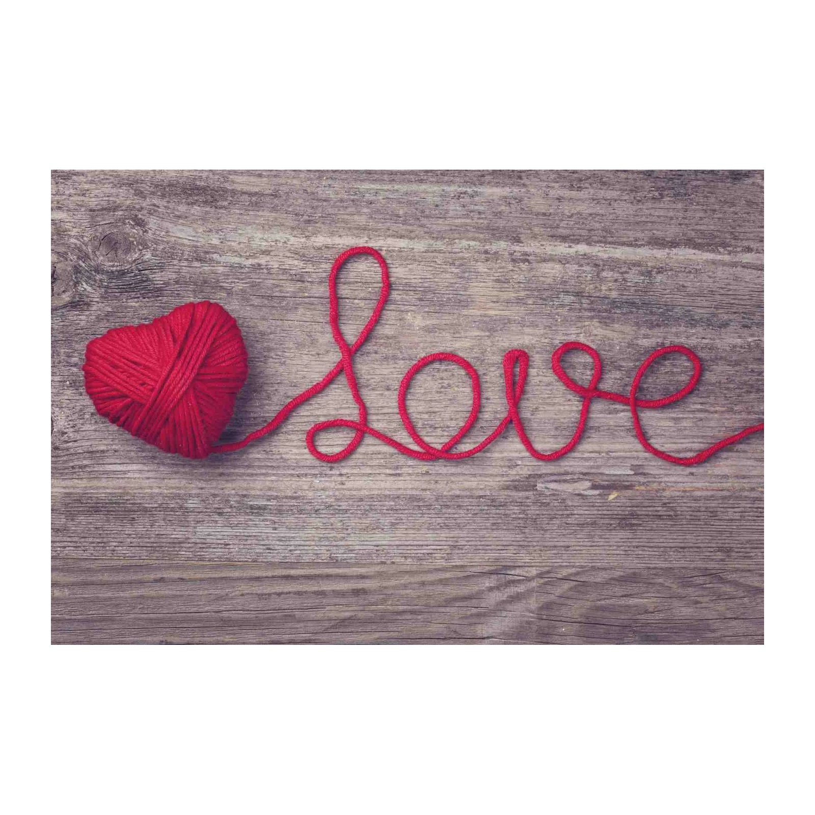 Red Yarn Heart Love Word Wall Art