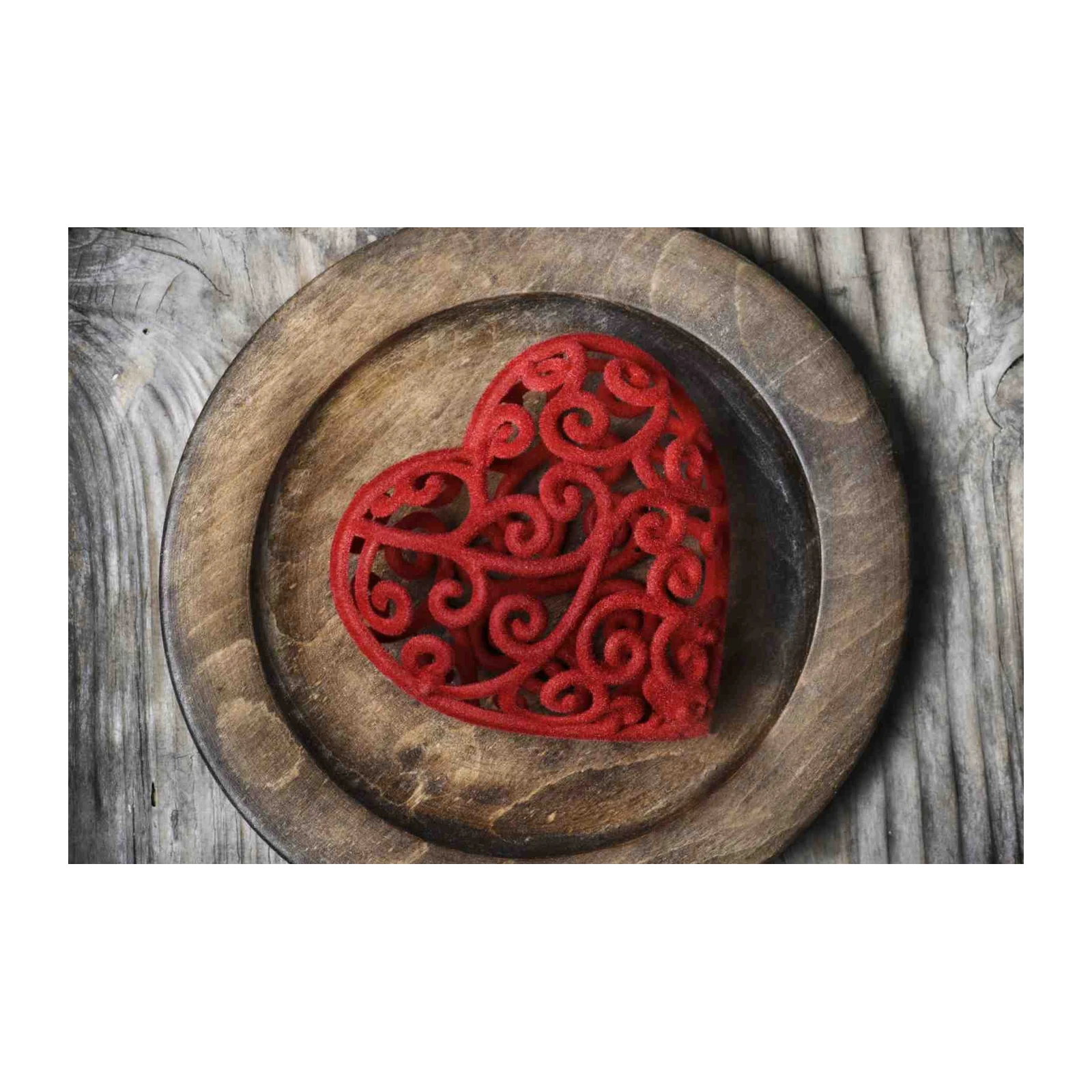 Rustic Red Heart Love Decorative Plate Wall Art