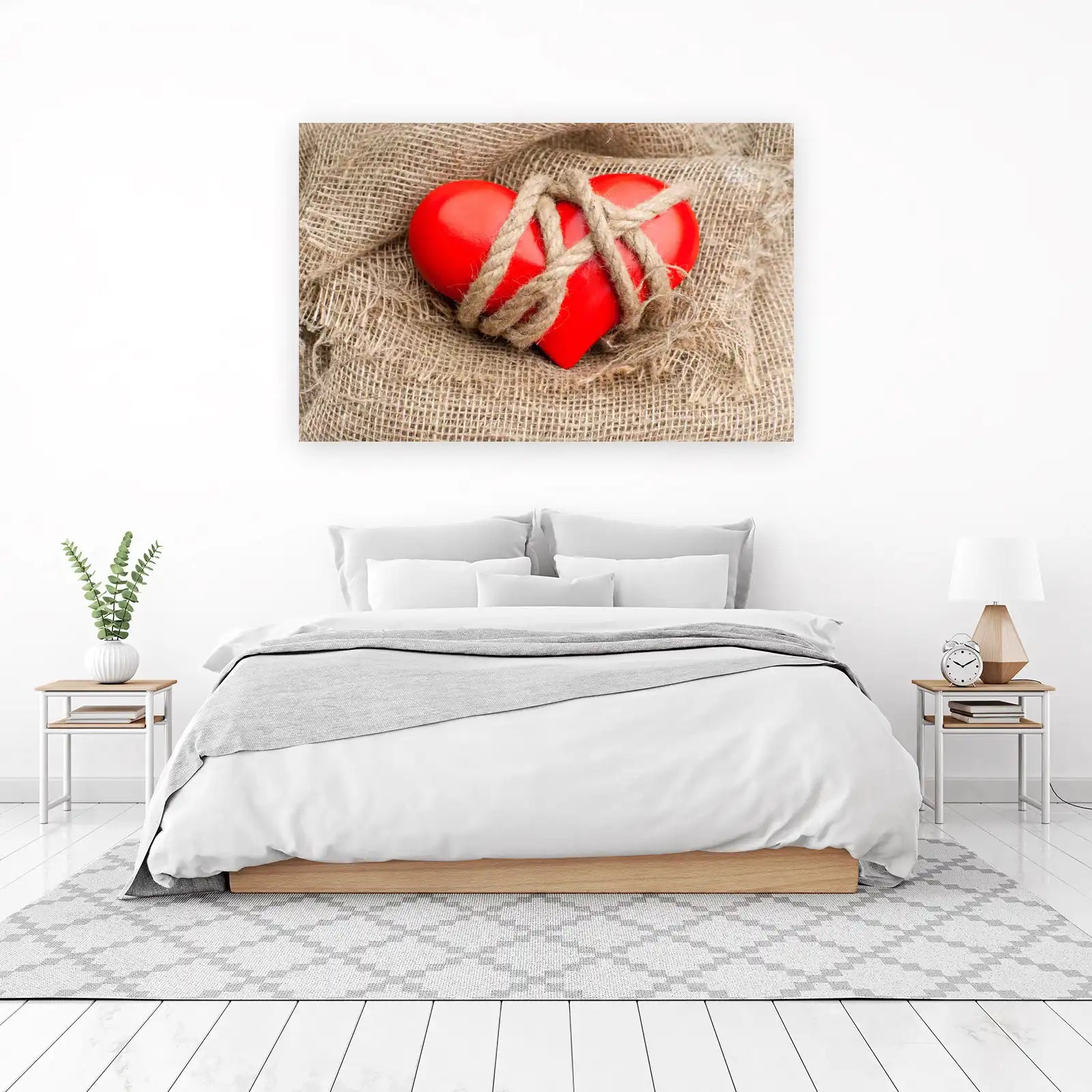 Red Heart Tied with Rope Wall Art