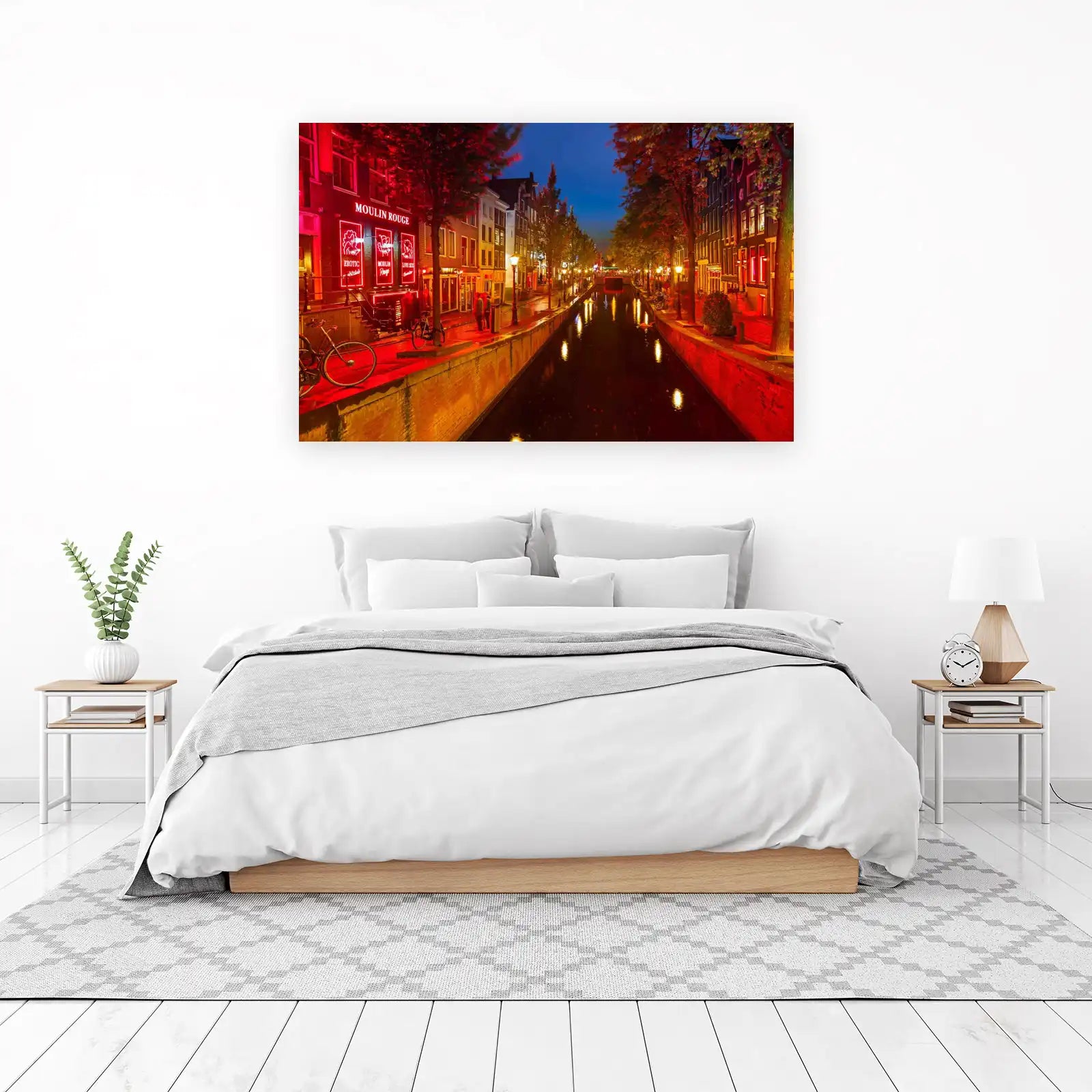 Vibrant Amsterdam Canal Nightlife Wall Art