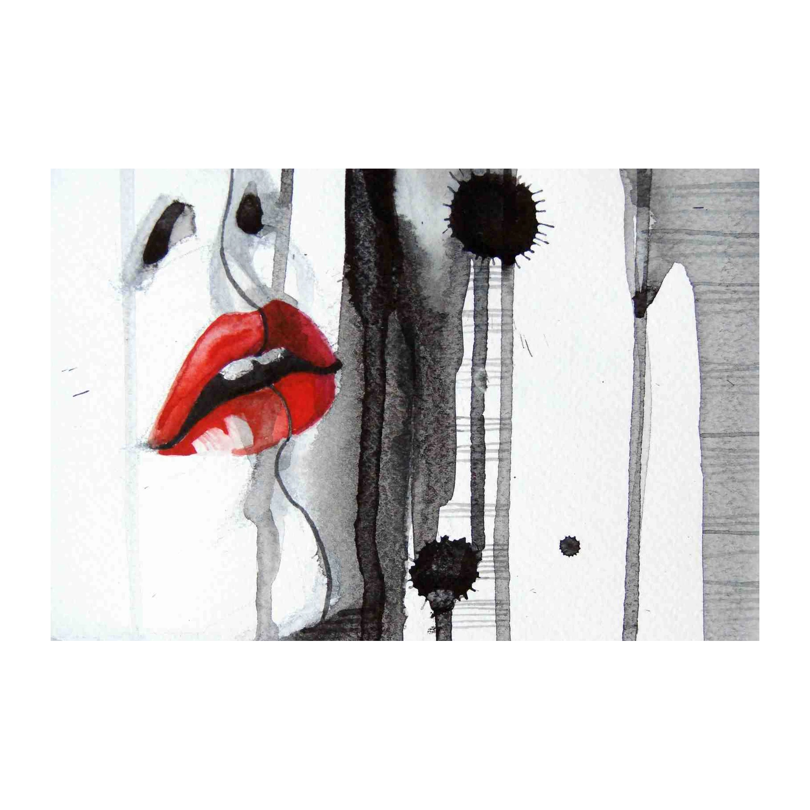 Bold Red Lips Abstract Art Wall Art