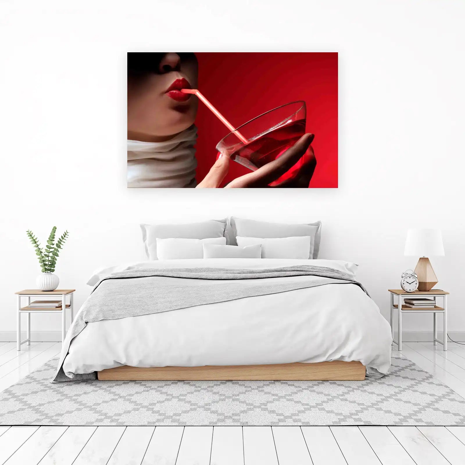 Bold Red Lips & Drink Wall Art