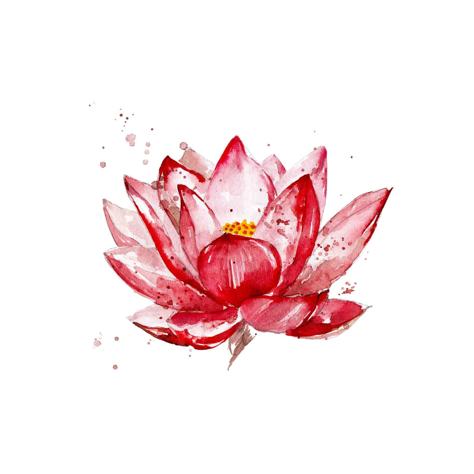 Vibrant Red Lotus Watercolor Wall Art
