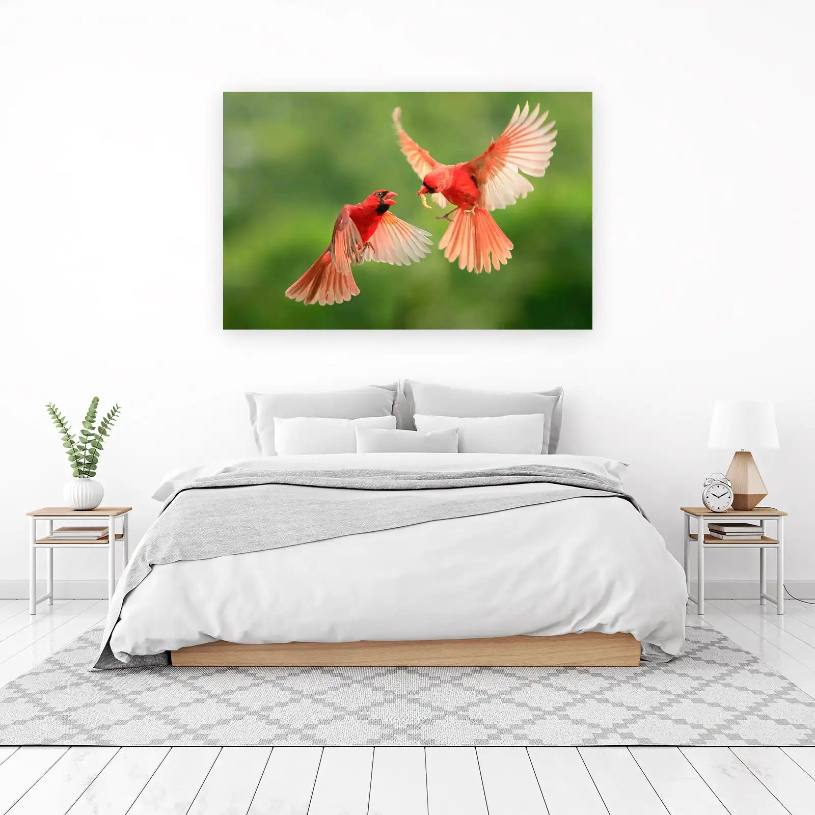 Vibrant Cardinal Pair Nature Flight Wall Art