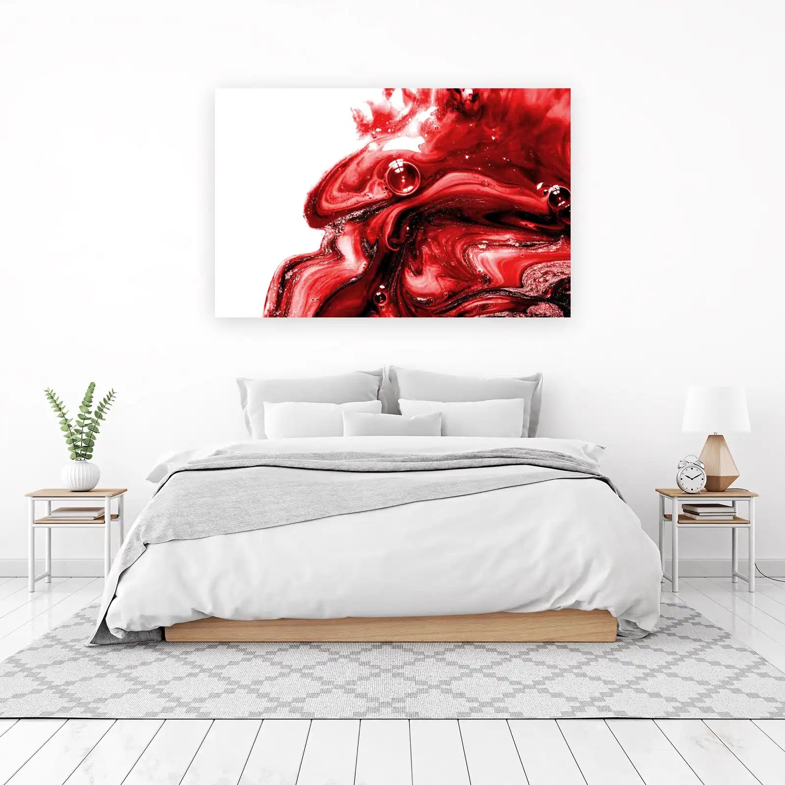 Crimson Swirl Abstract Red Wall Art