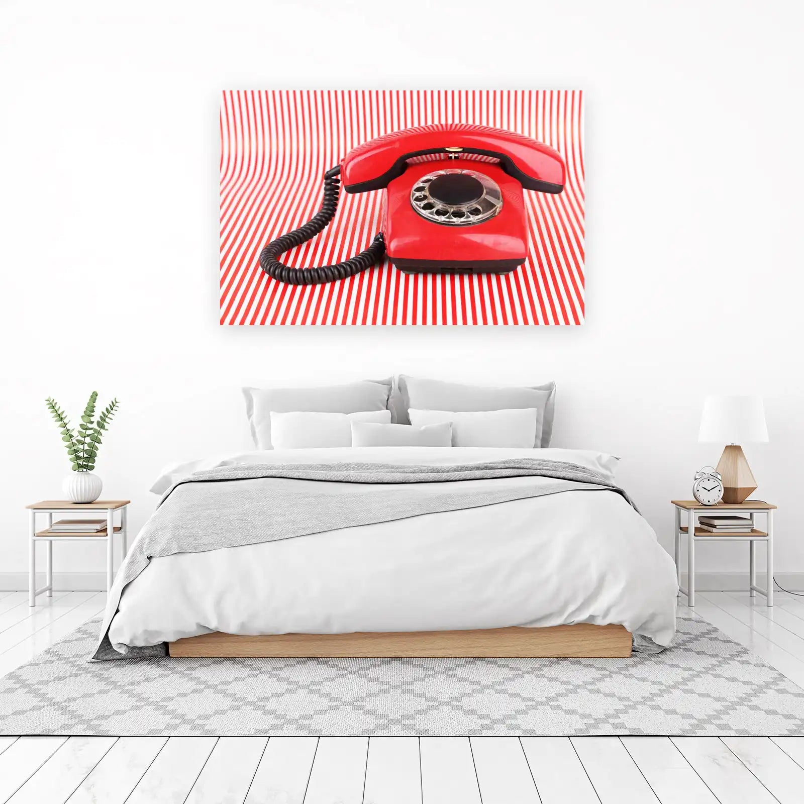 Retro Red Rotary Phone Wall Art | Vintage Decor