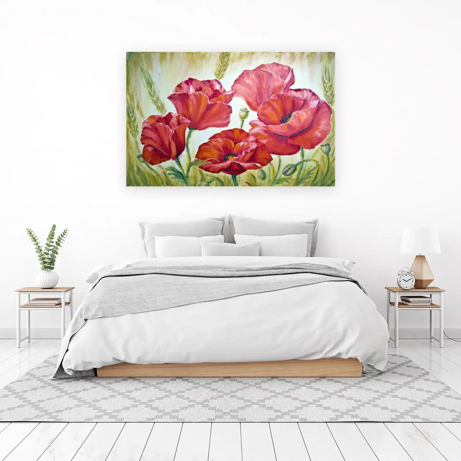 Vibrant Red Poppies & Wheat Field Wall Art