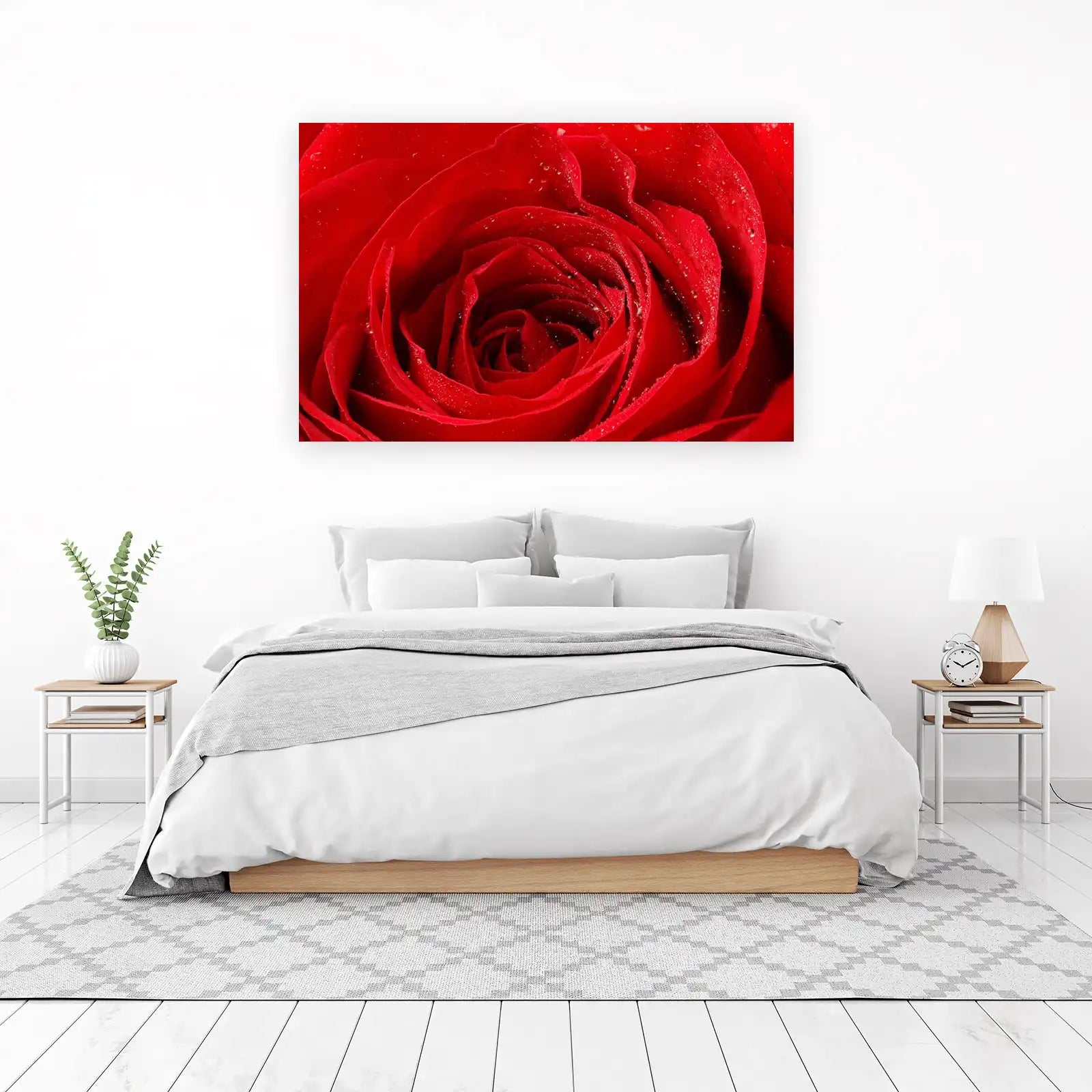 Luxurious Red Rose Dew Drops Wall Art