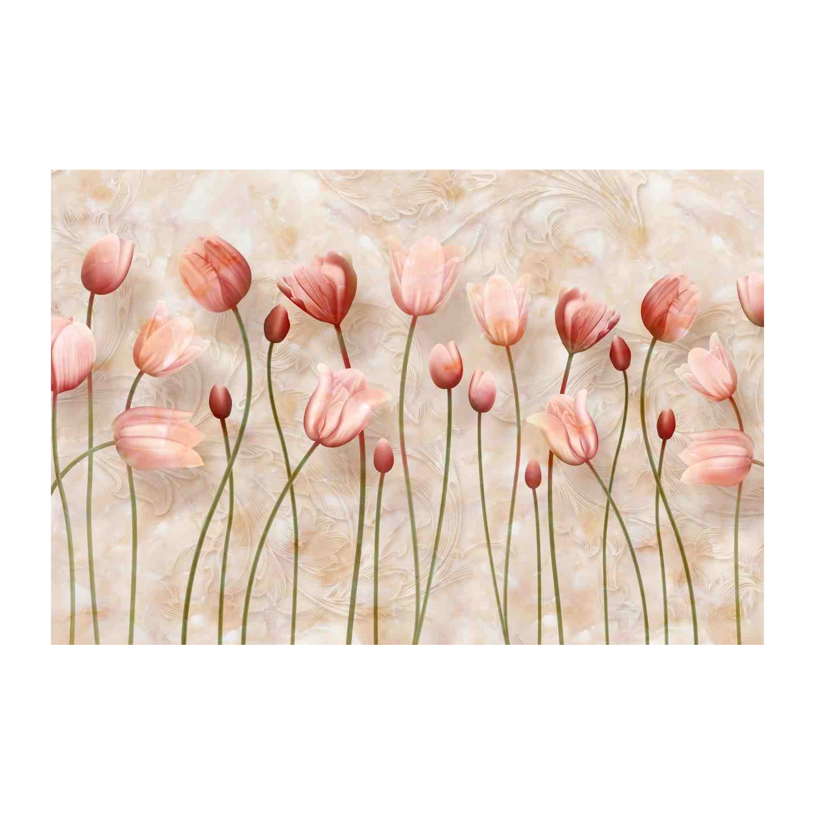 Blush Pink Tulips Floral Textured Wall Art