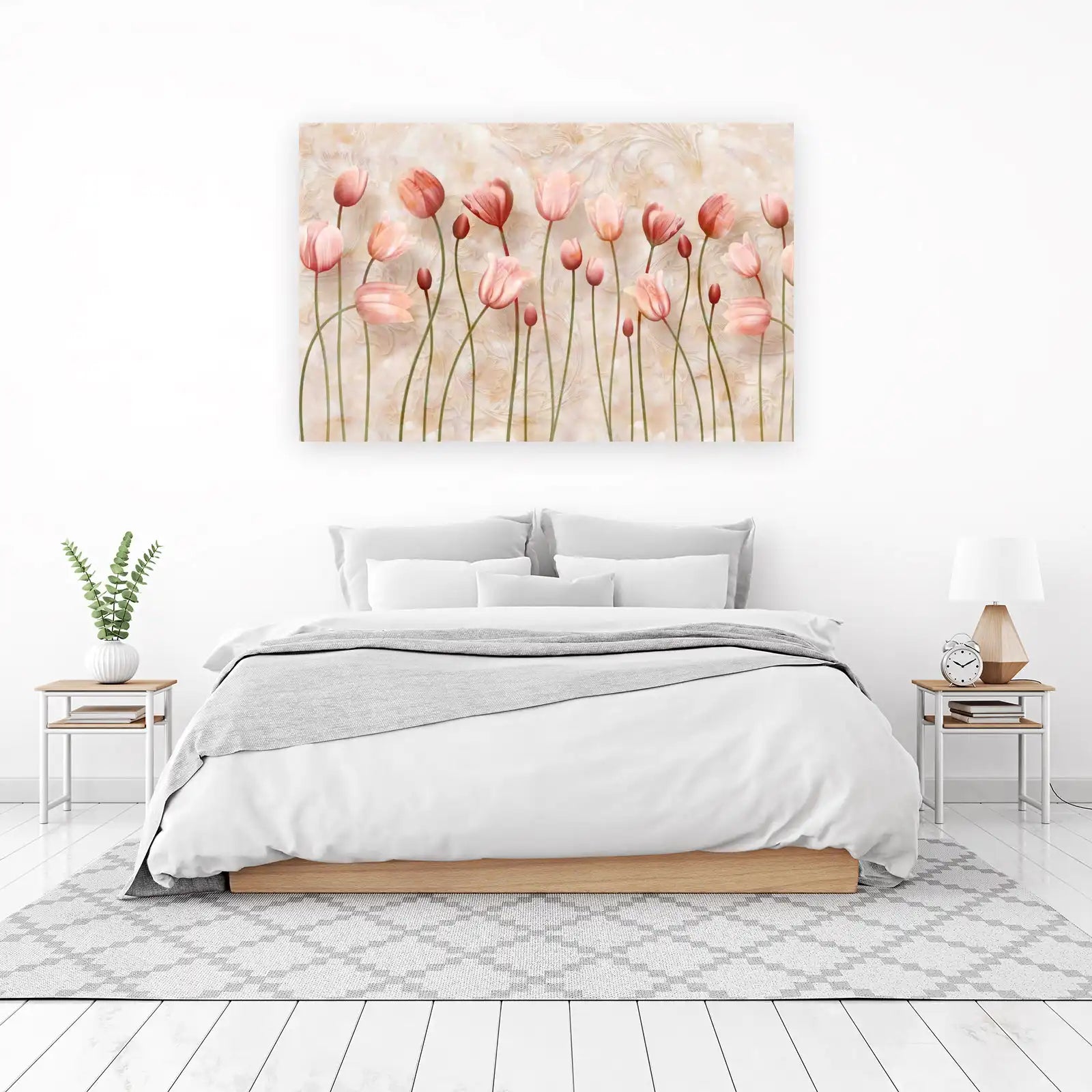 Blush Pink Tulips Floral Textured Wall Art