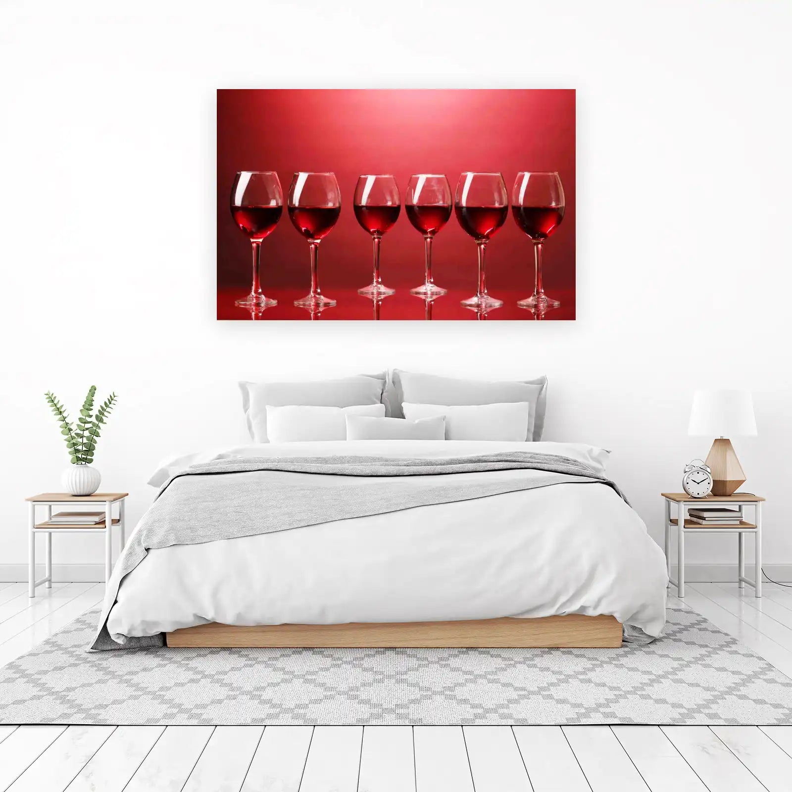 Elegant Red Wine Glasses Wall Art
