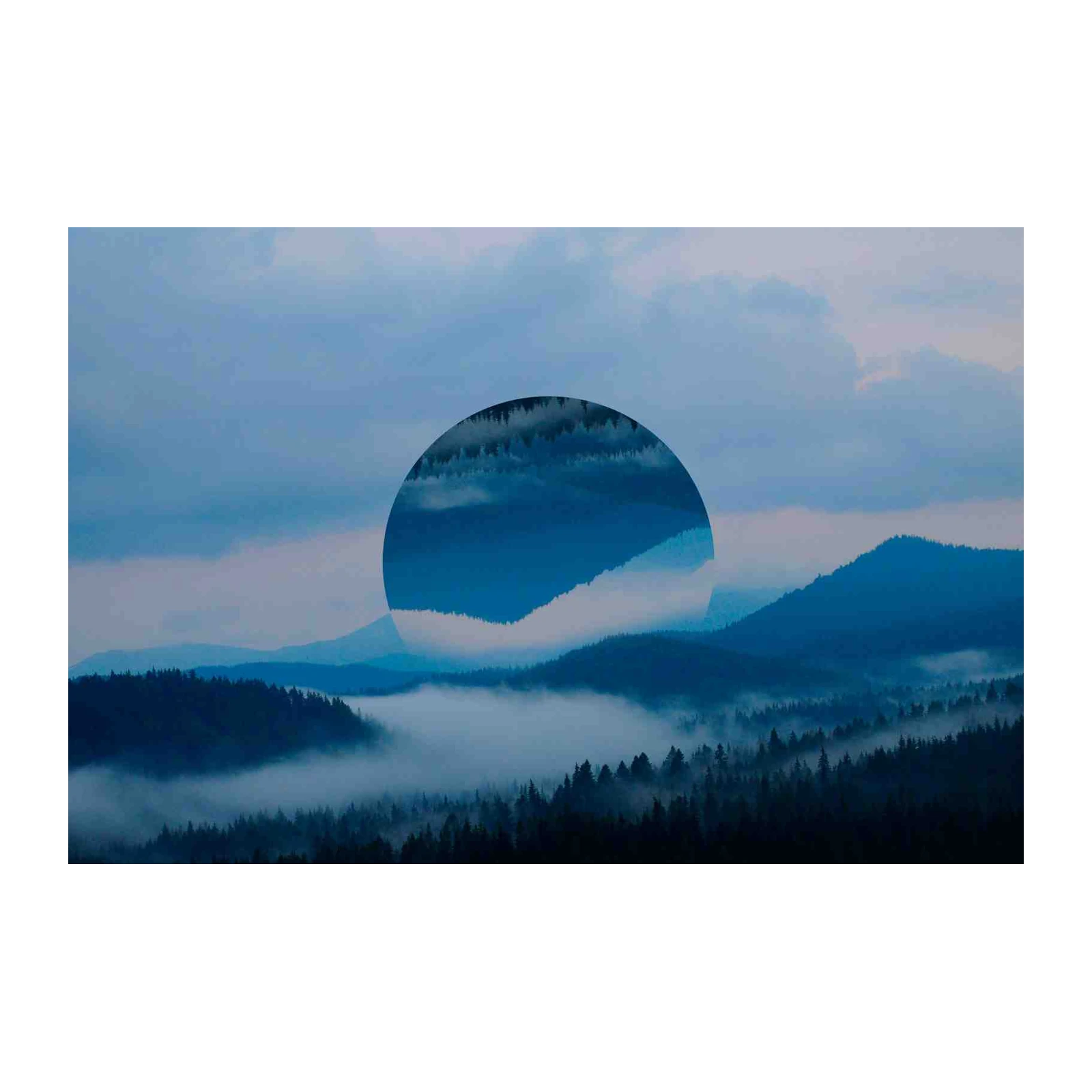 Misty Circle Mountain Landscape Wall Art