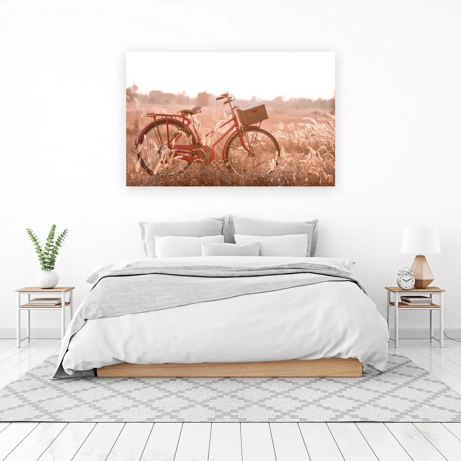 Vintage Red Bicycle Field Wall Art