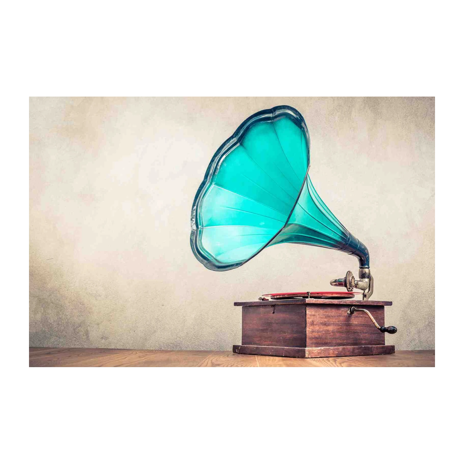 Vintage Teal Gramophone Art Wall Art