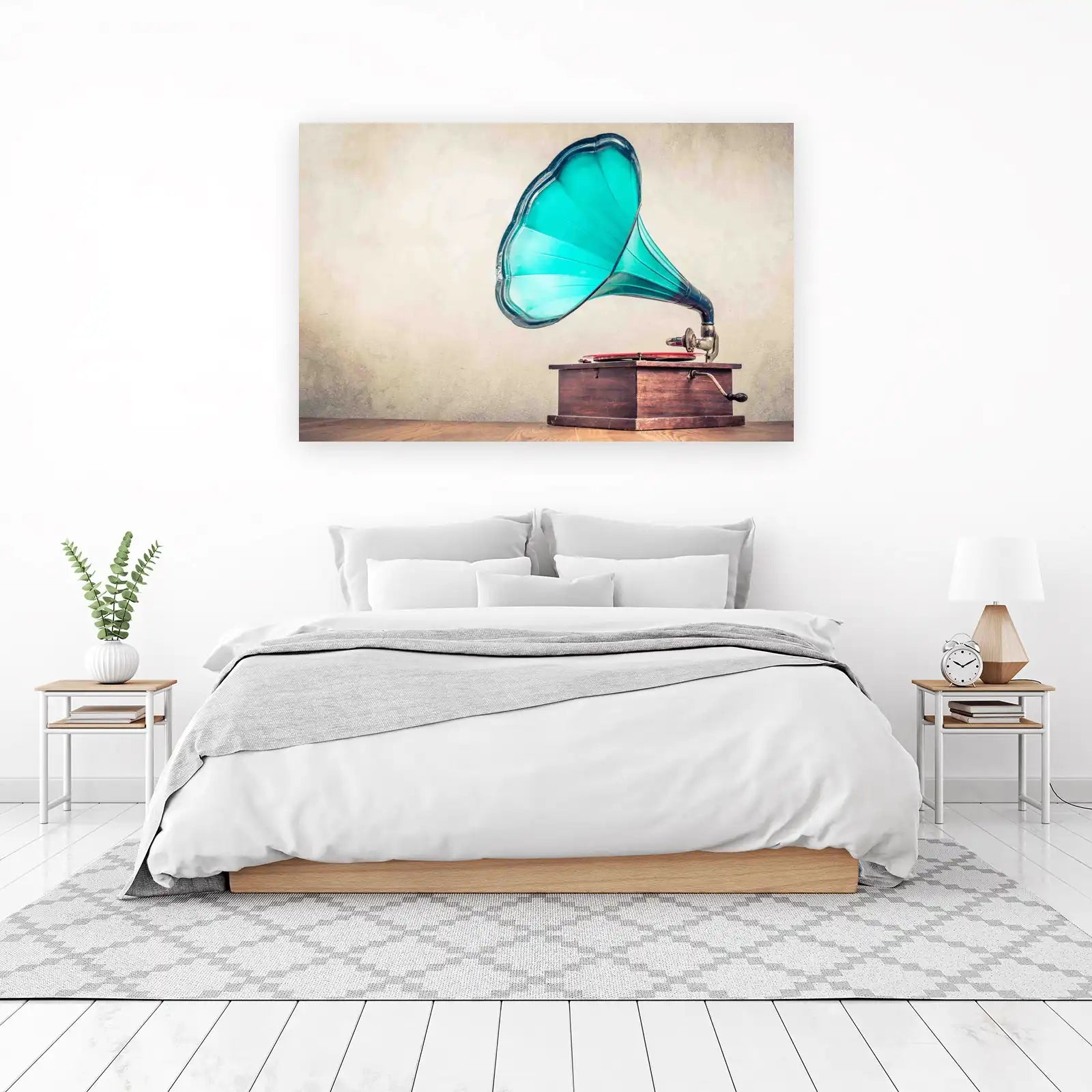 Vintage Teal Gramophone Art Wall Art