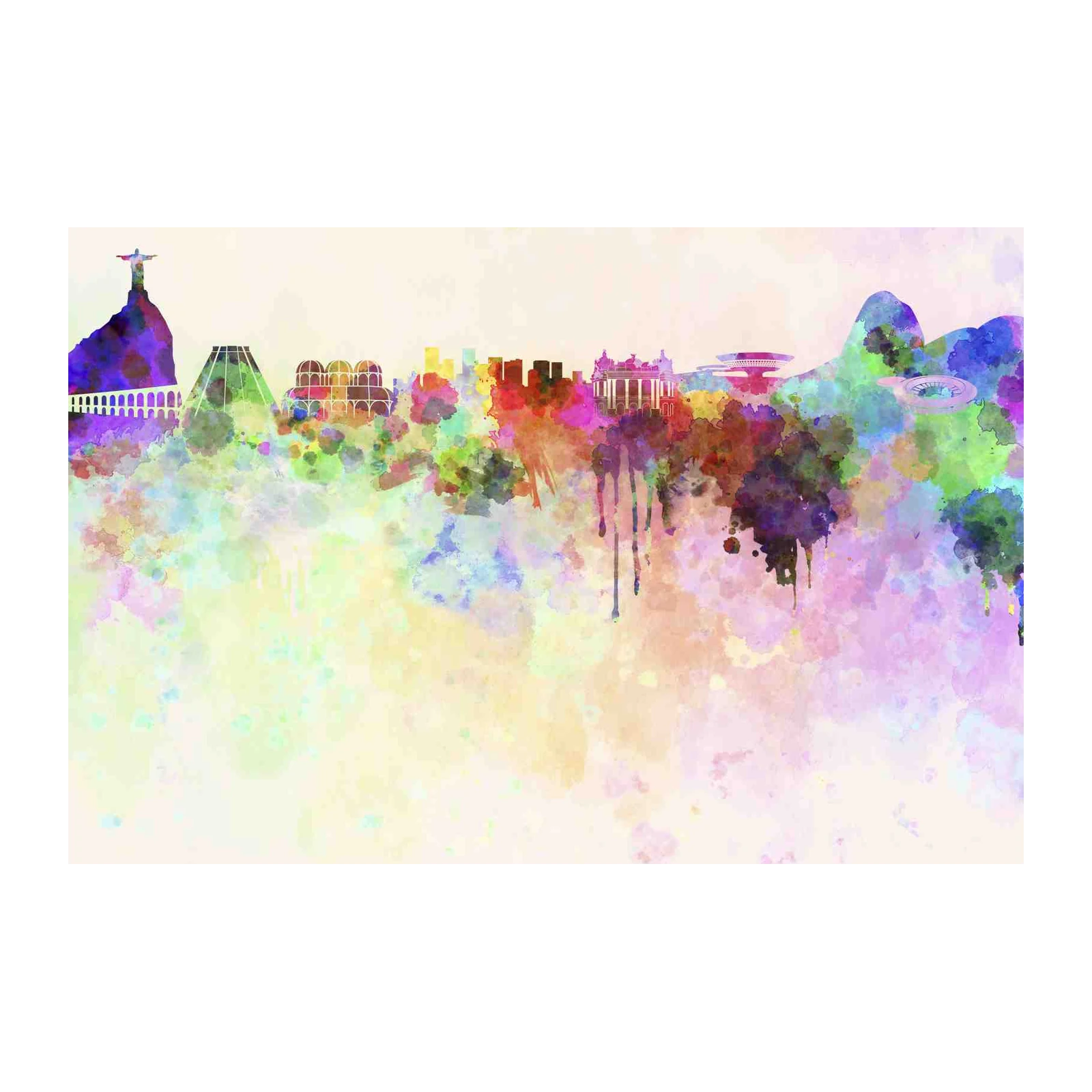 Vibrant Rio de Janeiro Skyline Watercolor Wall Art