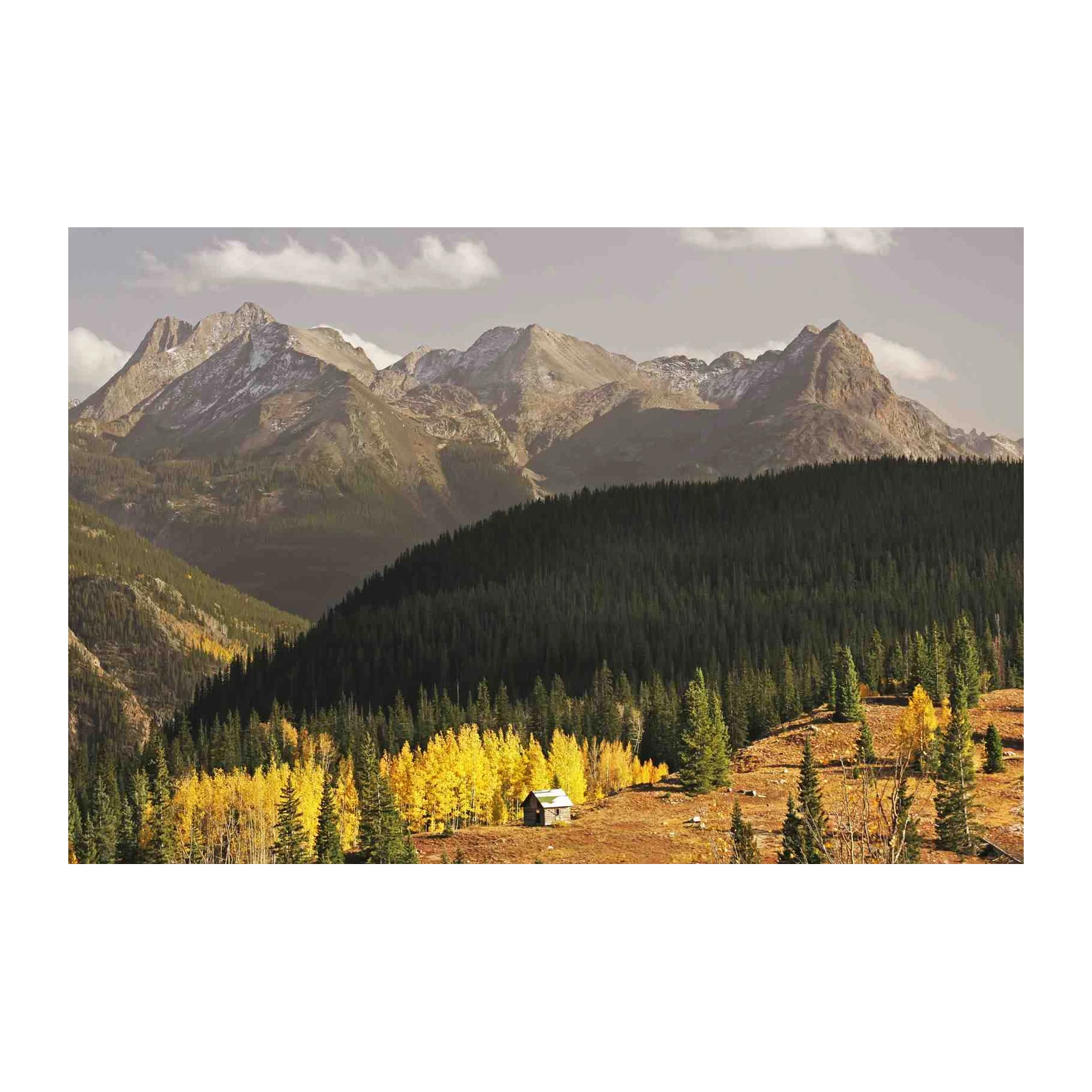 Majestic Mountain Cabin Autumn Forest Wall Art