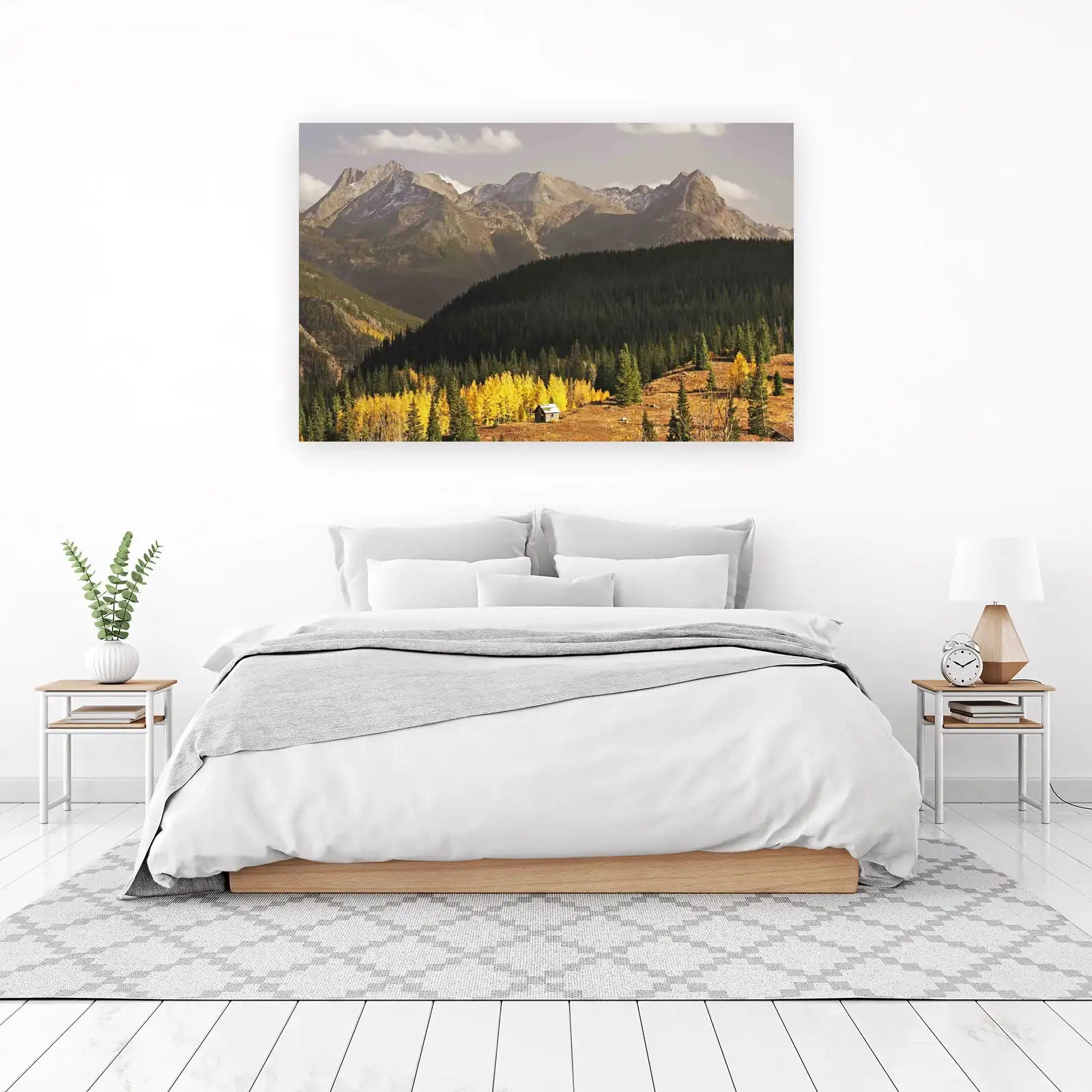 Majestic Mountain Cabin Autumn Forest Wall Art