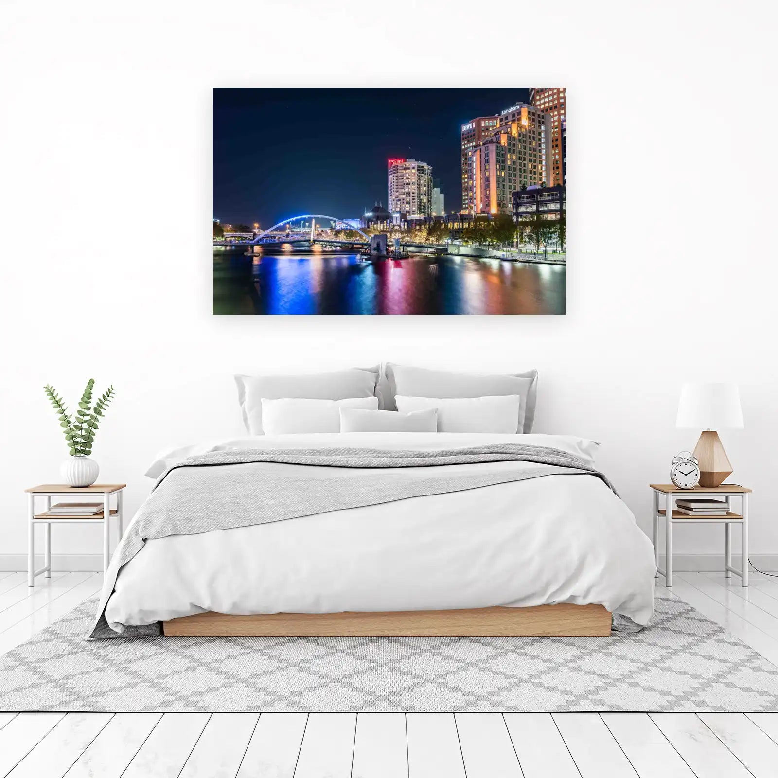 Vibrant Cityscape Bridge Wall Art