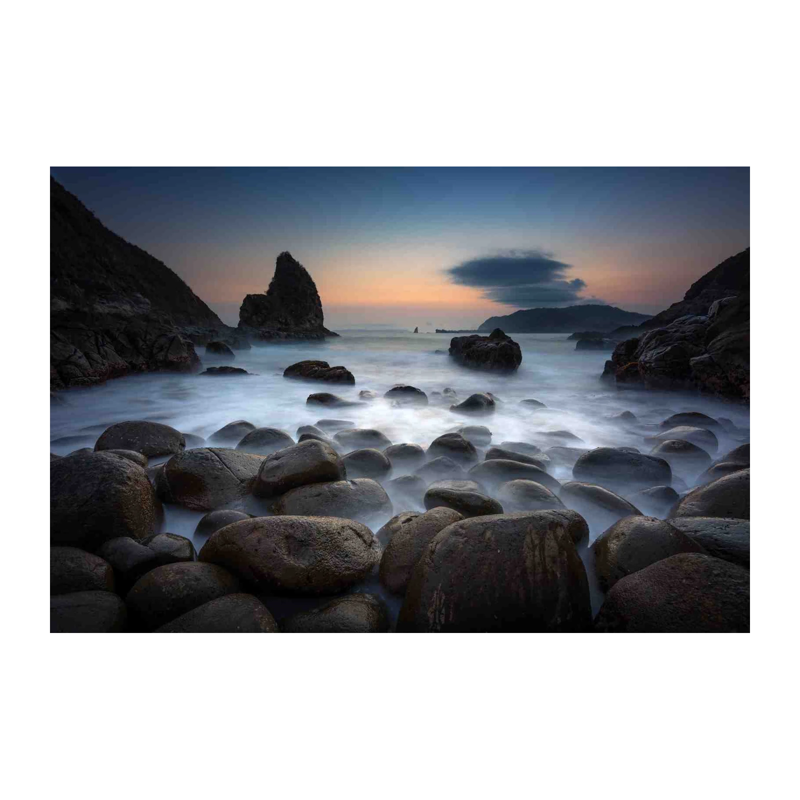 Serene Coastal Rocks at Dusk Wall Art