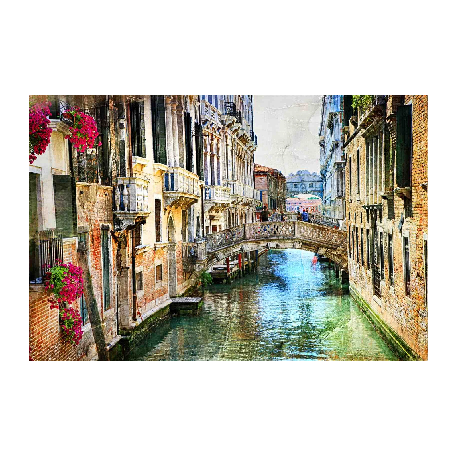 Venice Canal Bridge Floral Charm Wall Art