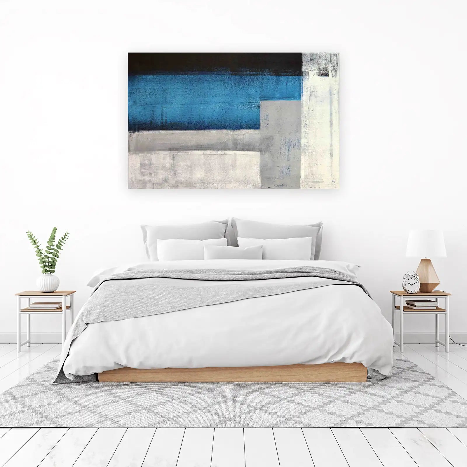 Abstract Blue Geometric Wall Art