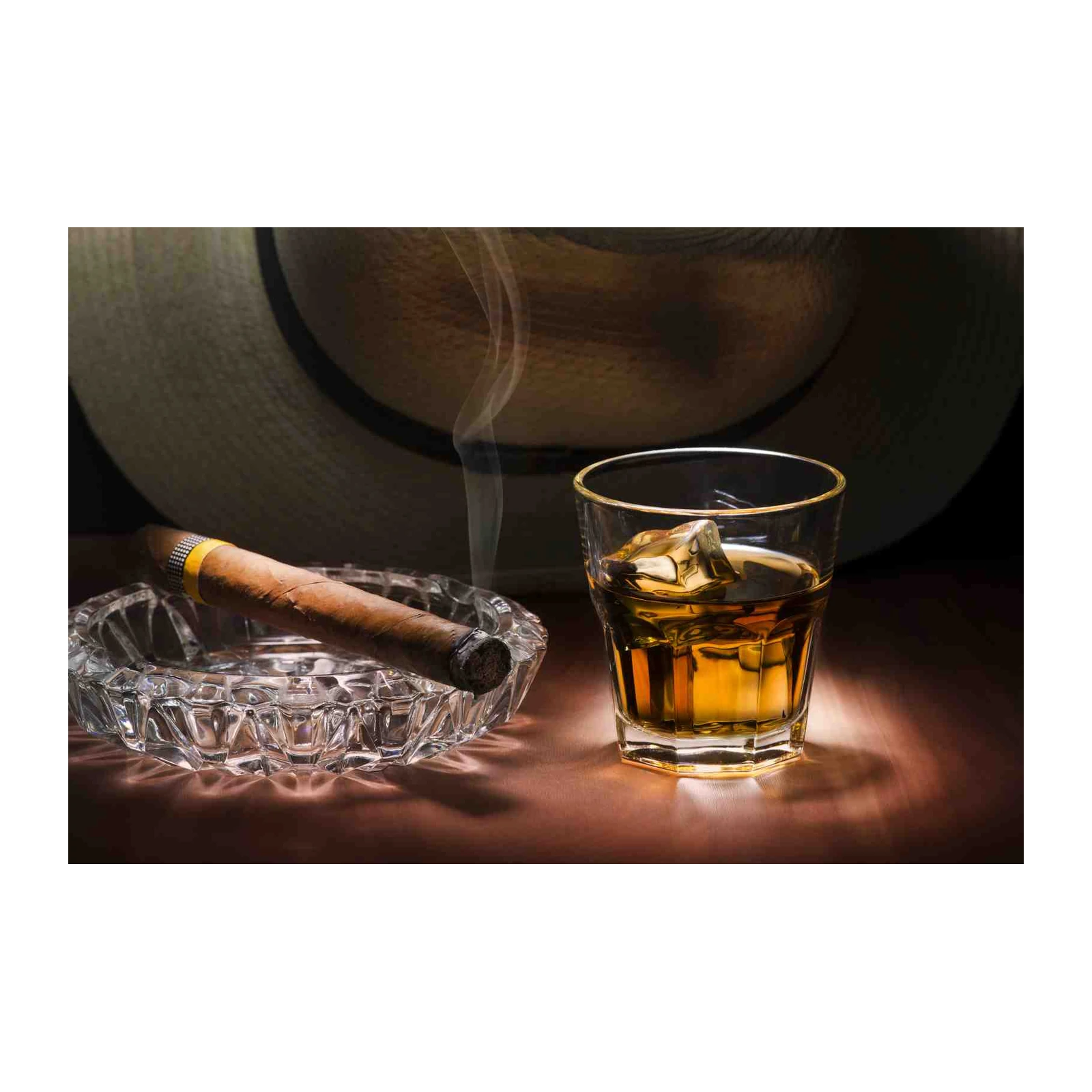 Sophisticated Cigar & Whiskey Sunset Wall Art