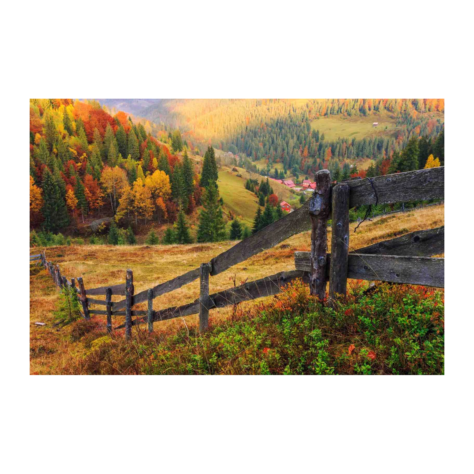 Autumn Mountain Scenery Fence Wall Art