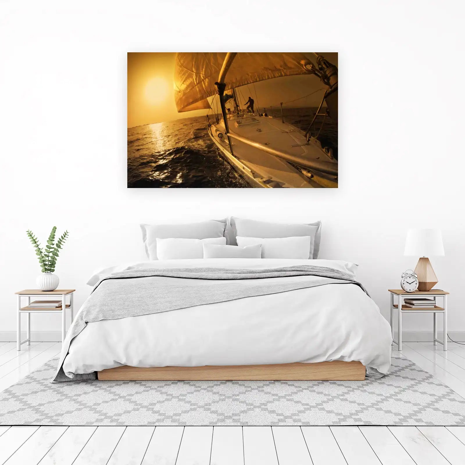 Golden Sailboat Adventure Wall Art