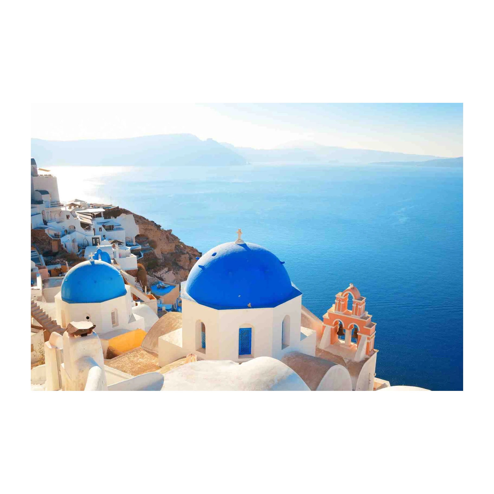 Santorini Blue Domes Ocean View Wall Art
