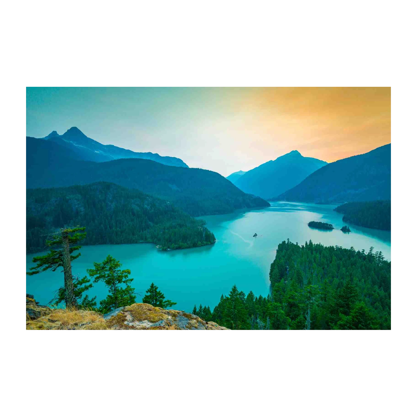 Turquoise Lake Mountain Landscape Wall Art